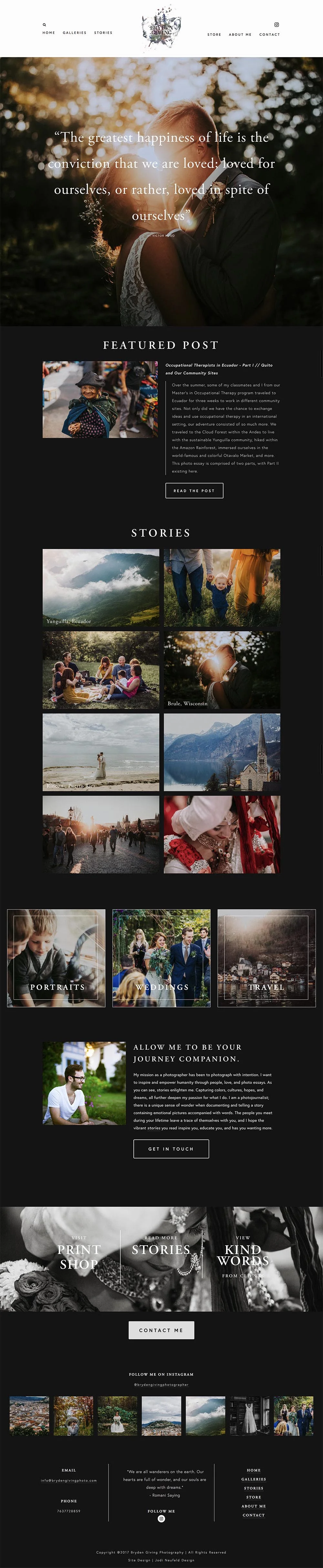 Bryden Giving Photographer | Squarespace webdesign | Jodi Neufeld Design