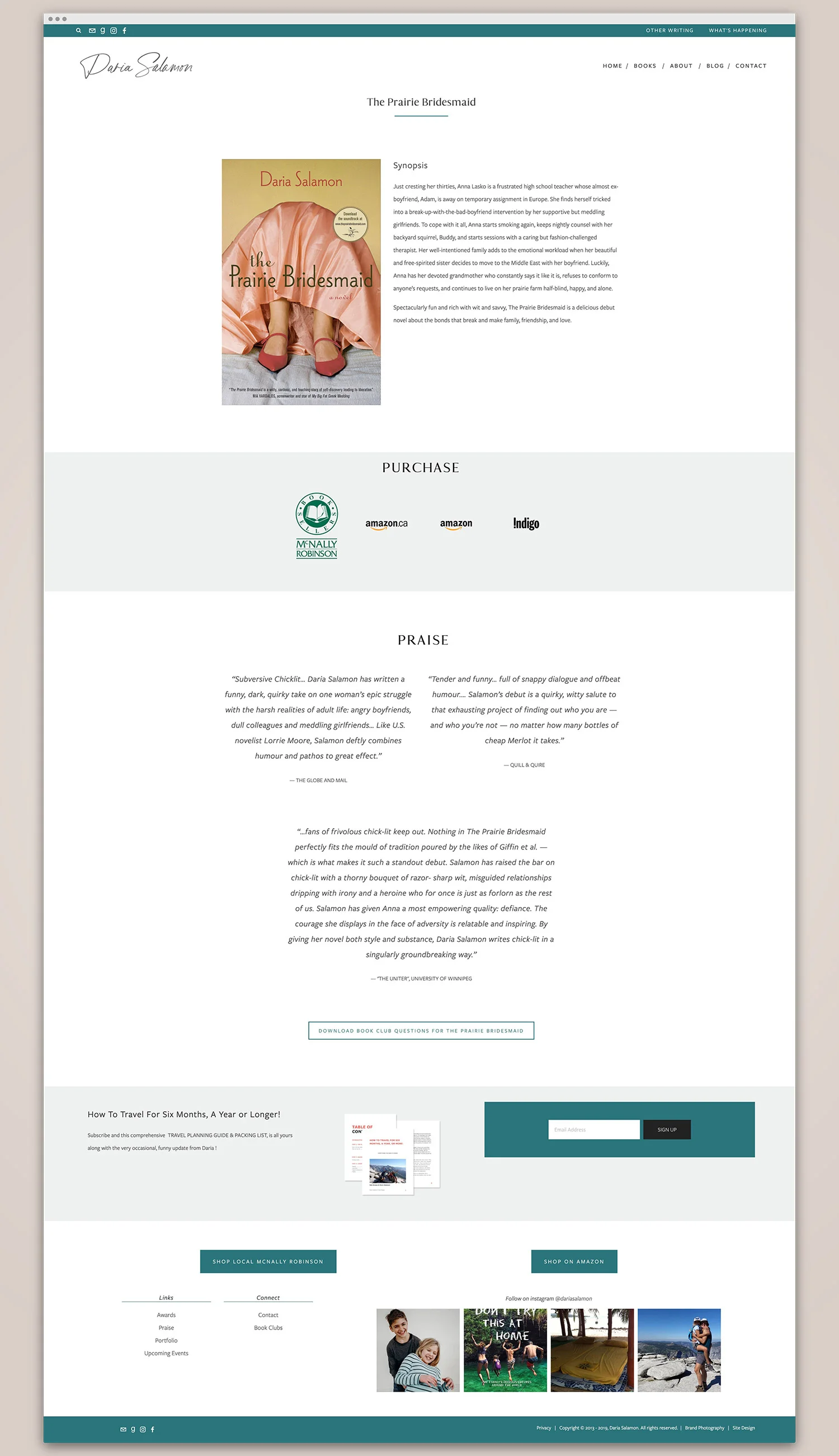 book page for Daria Salamon author | Squarespace website design by Jodi Neufeld Design