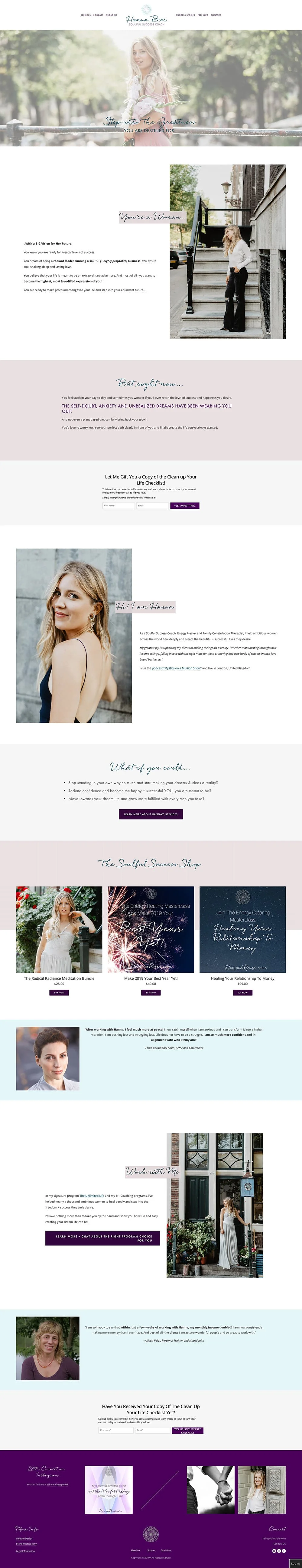 Hanna Bier Home page | coaching website | Squarespace website by Jodi Neufeld Design #squarespace #webdesign #redesign