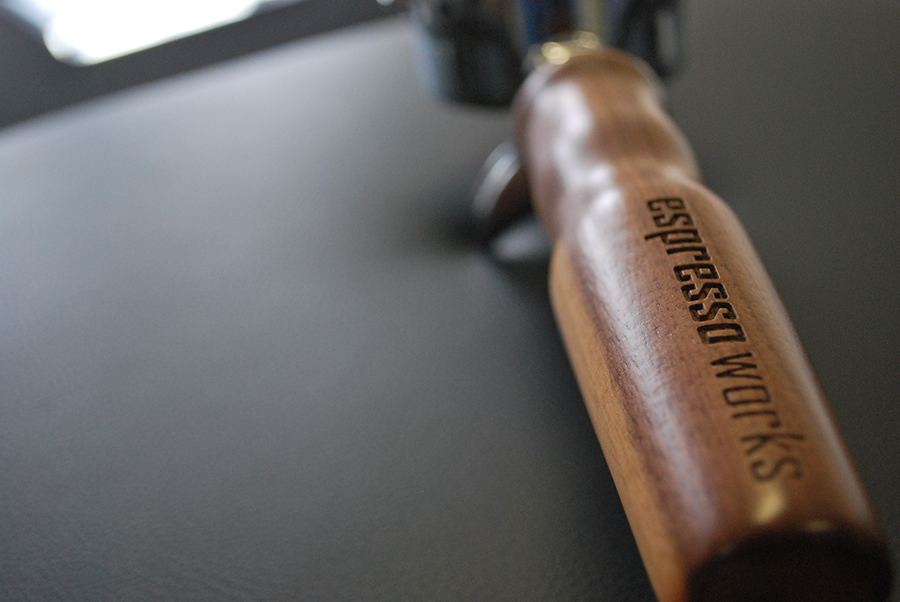 Laser Etched detail to wooden Barista Accessory