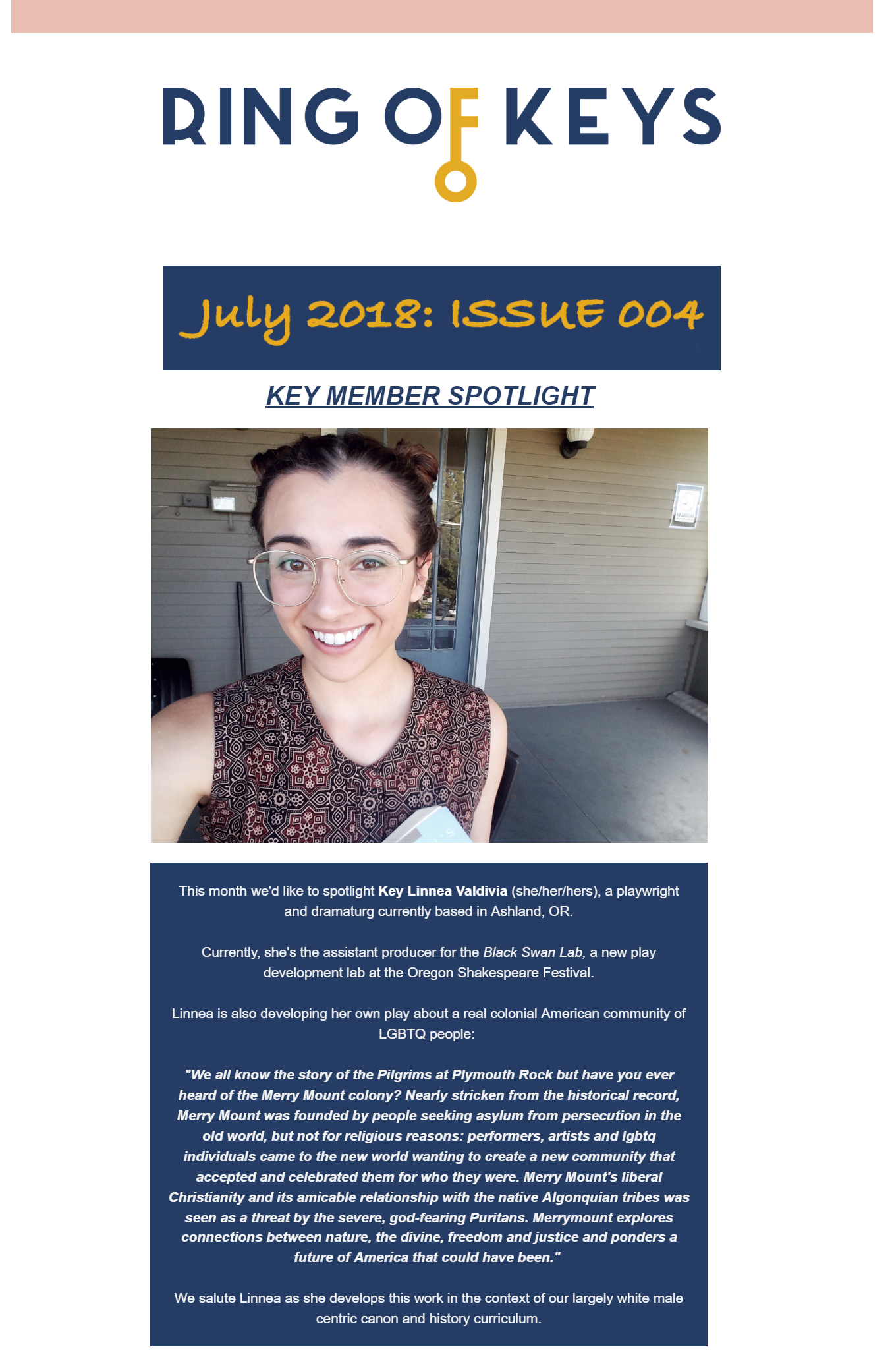 Featured in the July 2018 Ring of Keys Newsletter