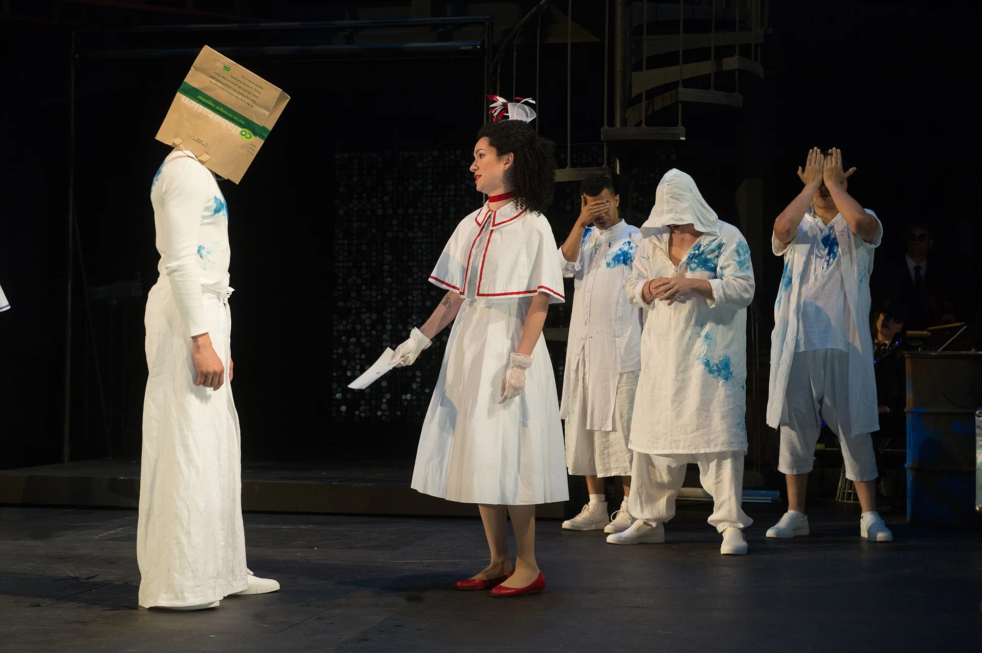 “Love’s Labors Lost,” 2018. Daniel José Molina, Alejandra Escalante, William Thomas Hodgson, Stephen Michael Spencer, Jeremy Gallardo. Photo Credit: Jenny Graham.