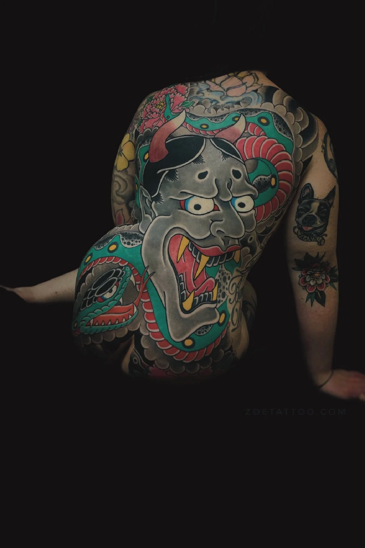 Zoe Wisdom Tattoo Melbourne Hannya snake backpiece