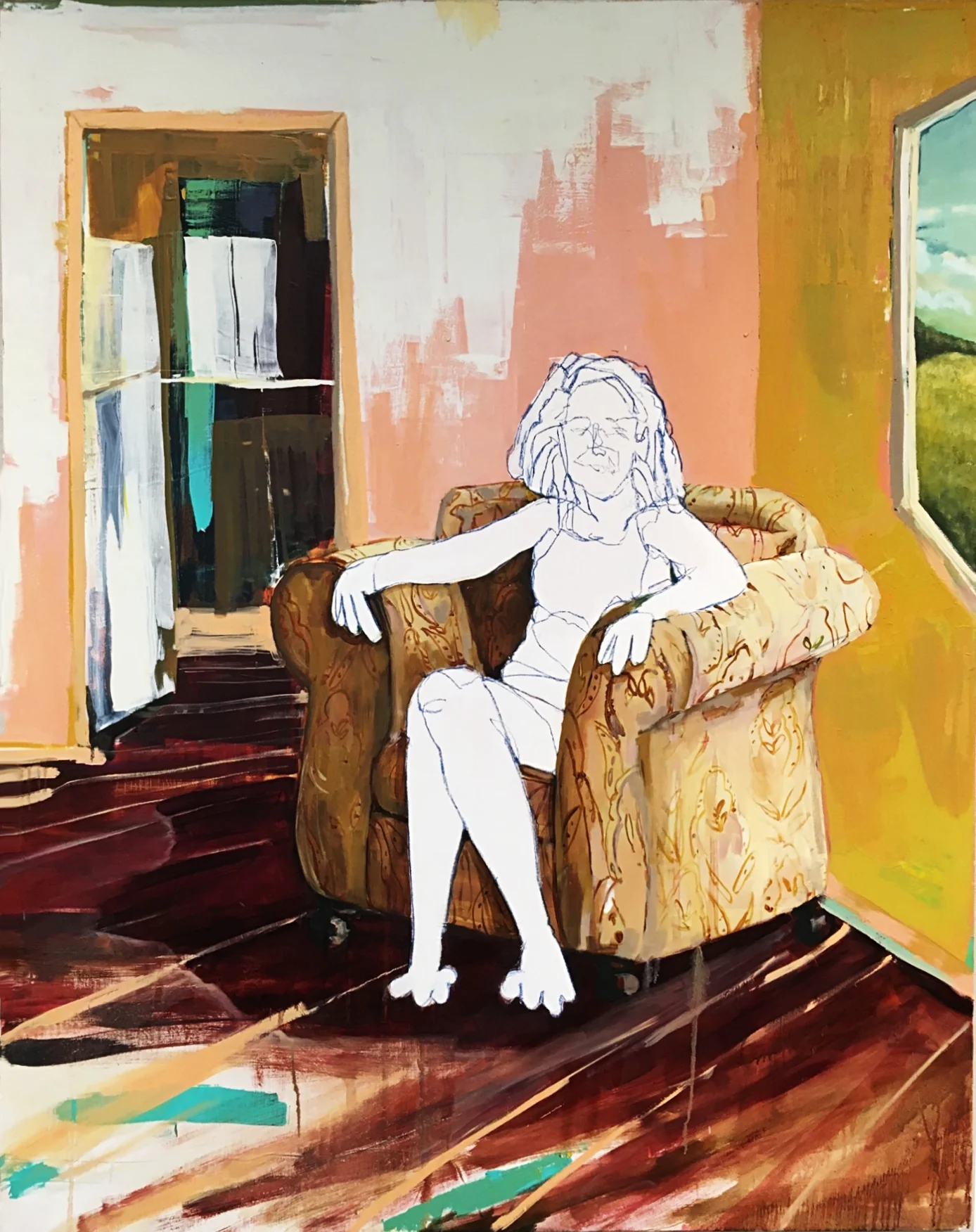 Blind Contour Drawing Sitting in Chair
