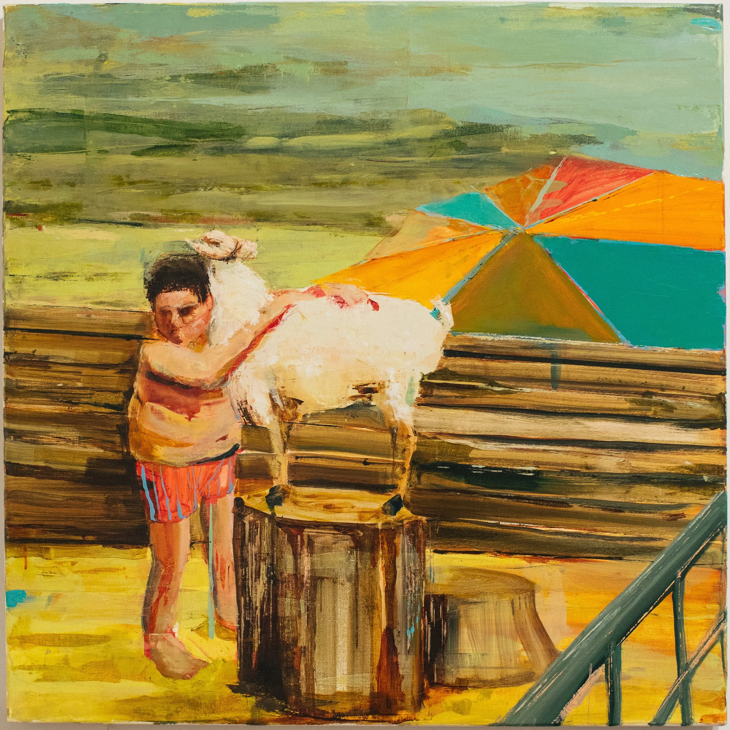 Boy Hugging Goat