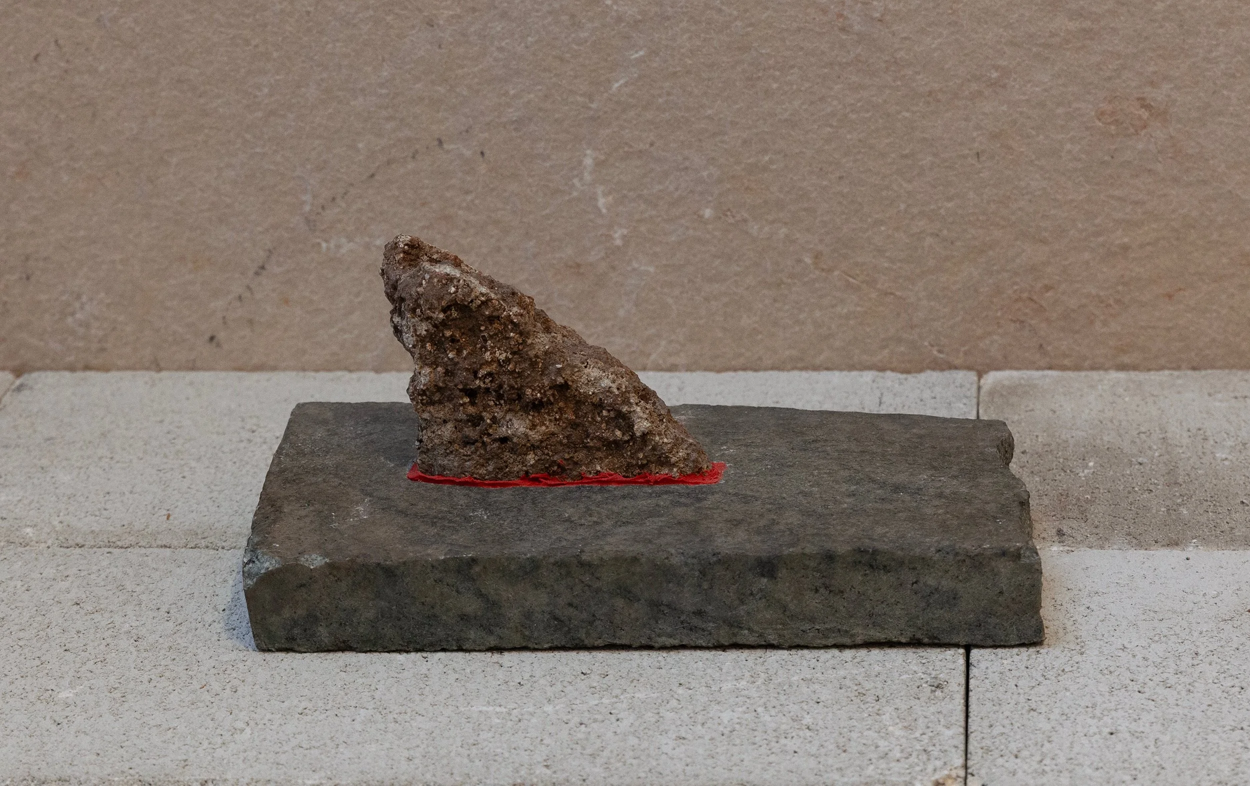   #114.115   Granite tile and cement aggregate from Waikahalulu / First Hawaiian Bank, liquid nails, pigment  11 x 6 x 5 in. 