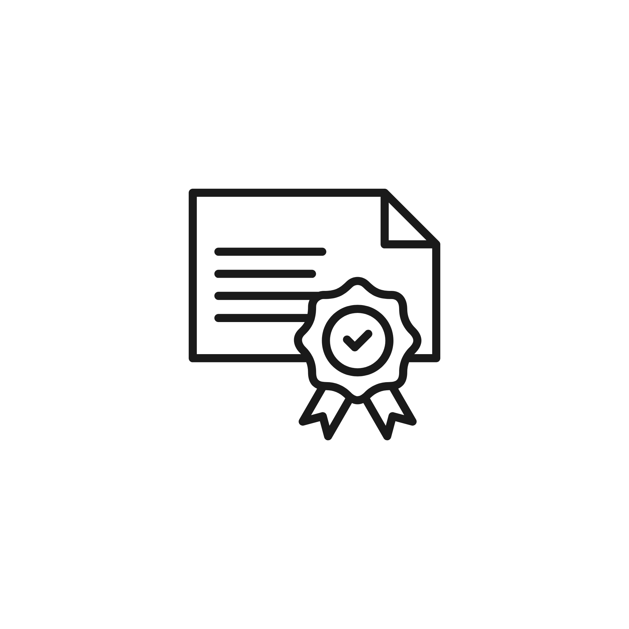 Icon of a certificate representing professional certification.