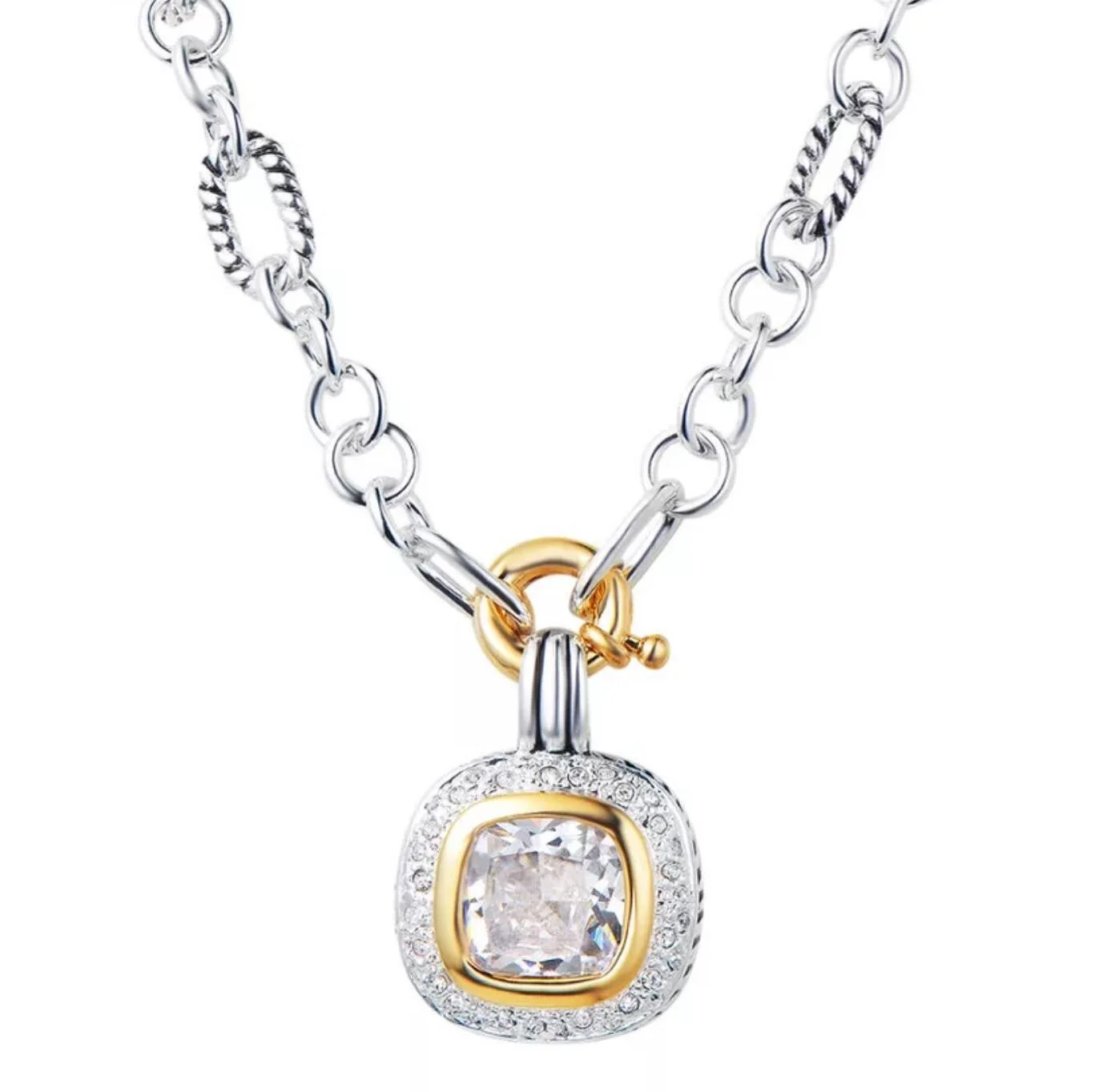 Make it bold. This dazzling choker necklace with its cable chain and huge stone is available now.