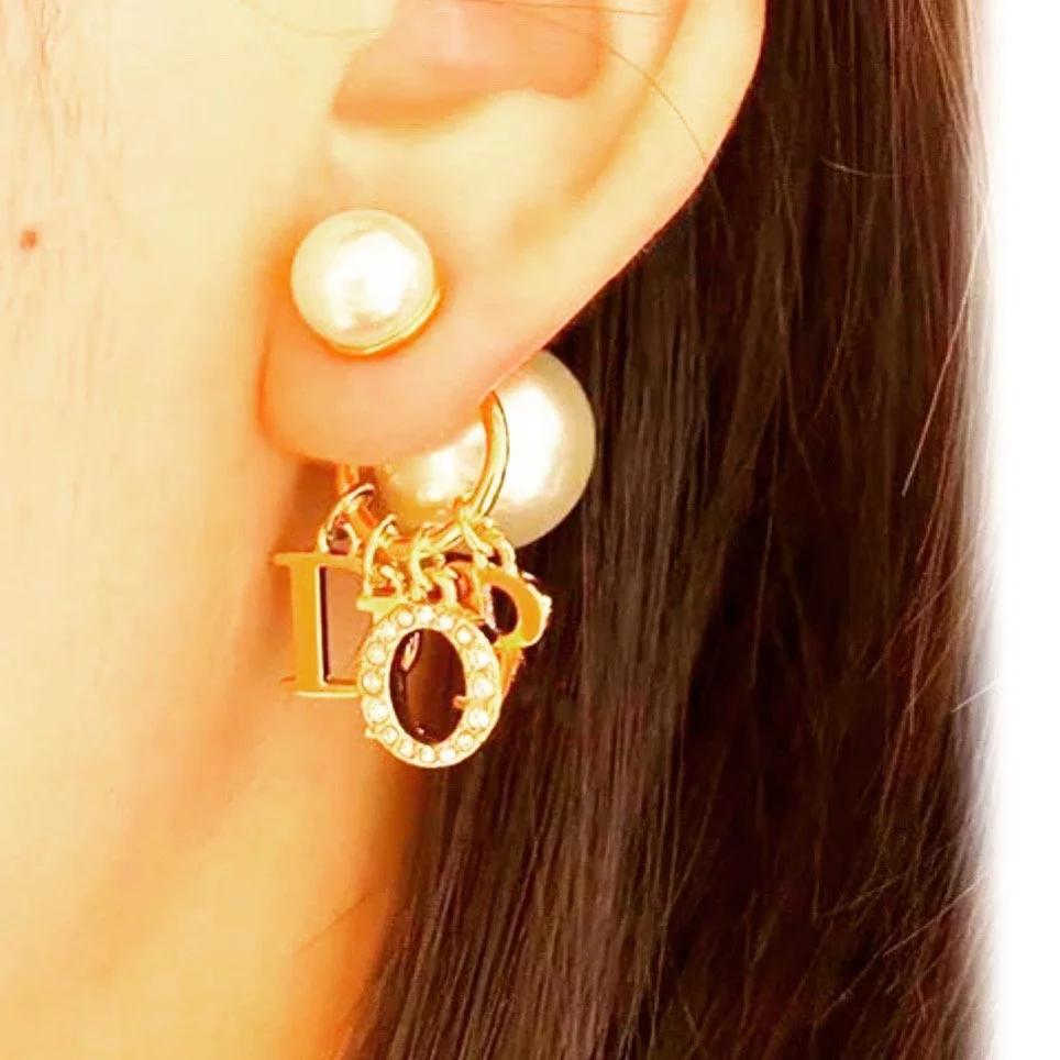 Faux Pearl Gold Earrings