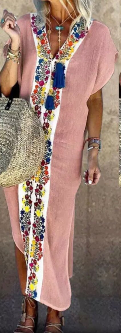 Pink Bohemian Dress Caftan