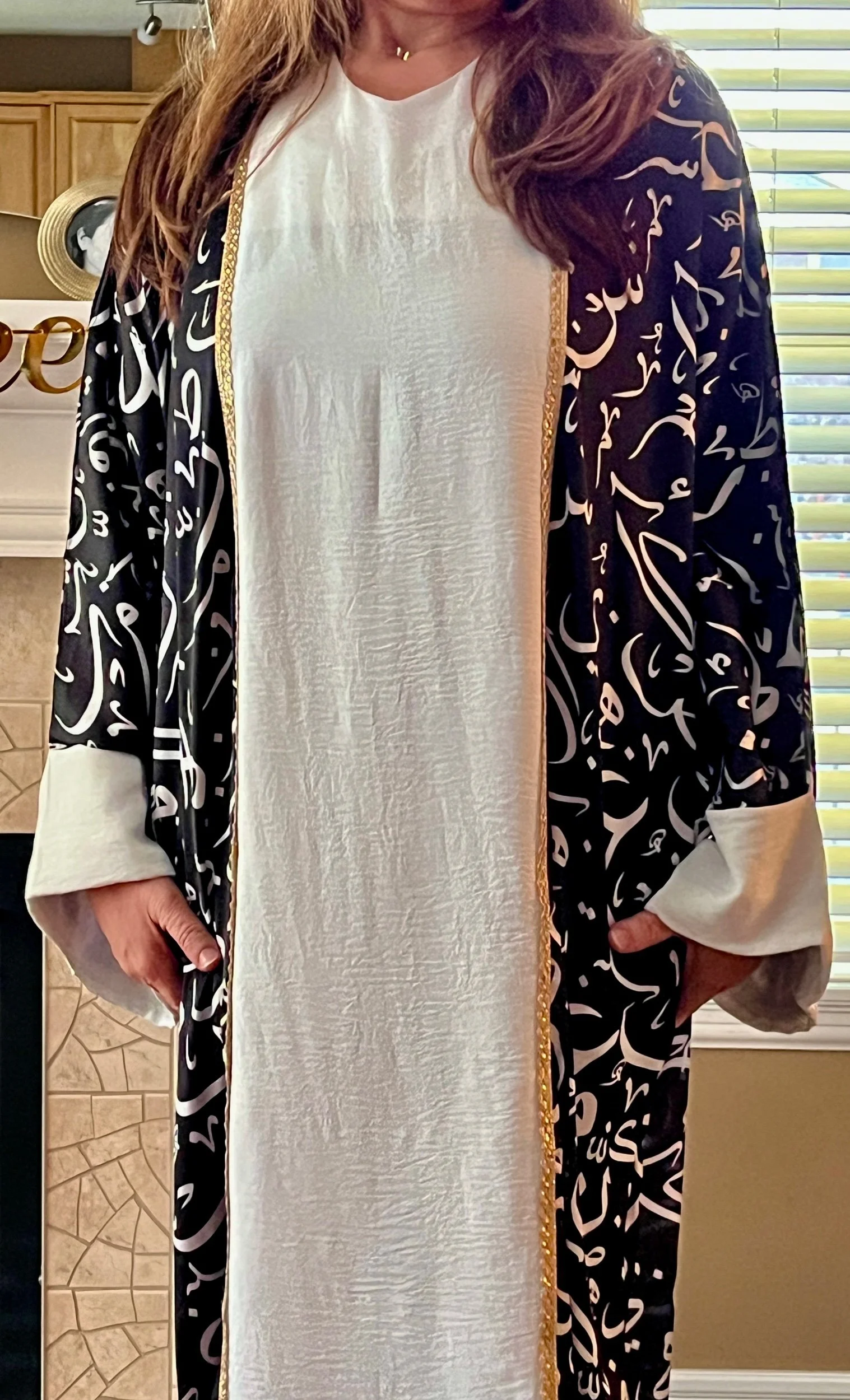 Black and White Calligraphy Abaya