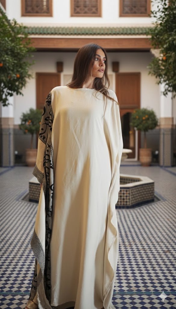 Light Grey Linen Calligraphy Abaya