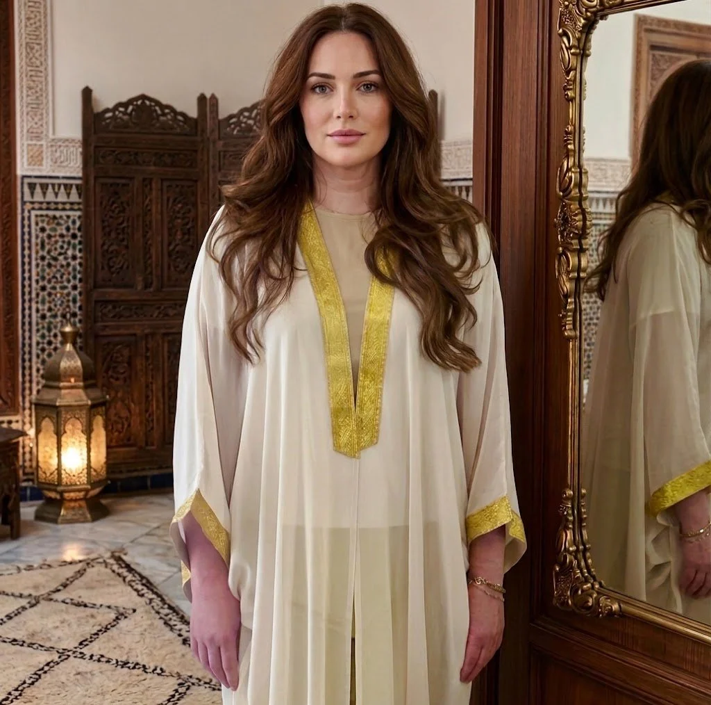 White Chiffon Open Kaftan Bisht