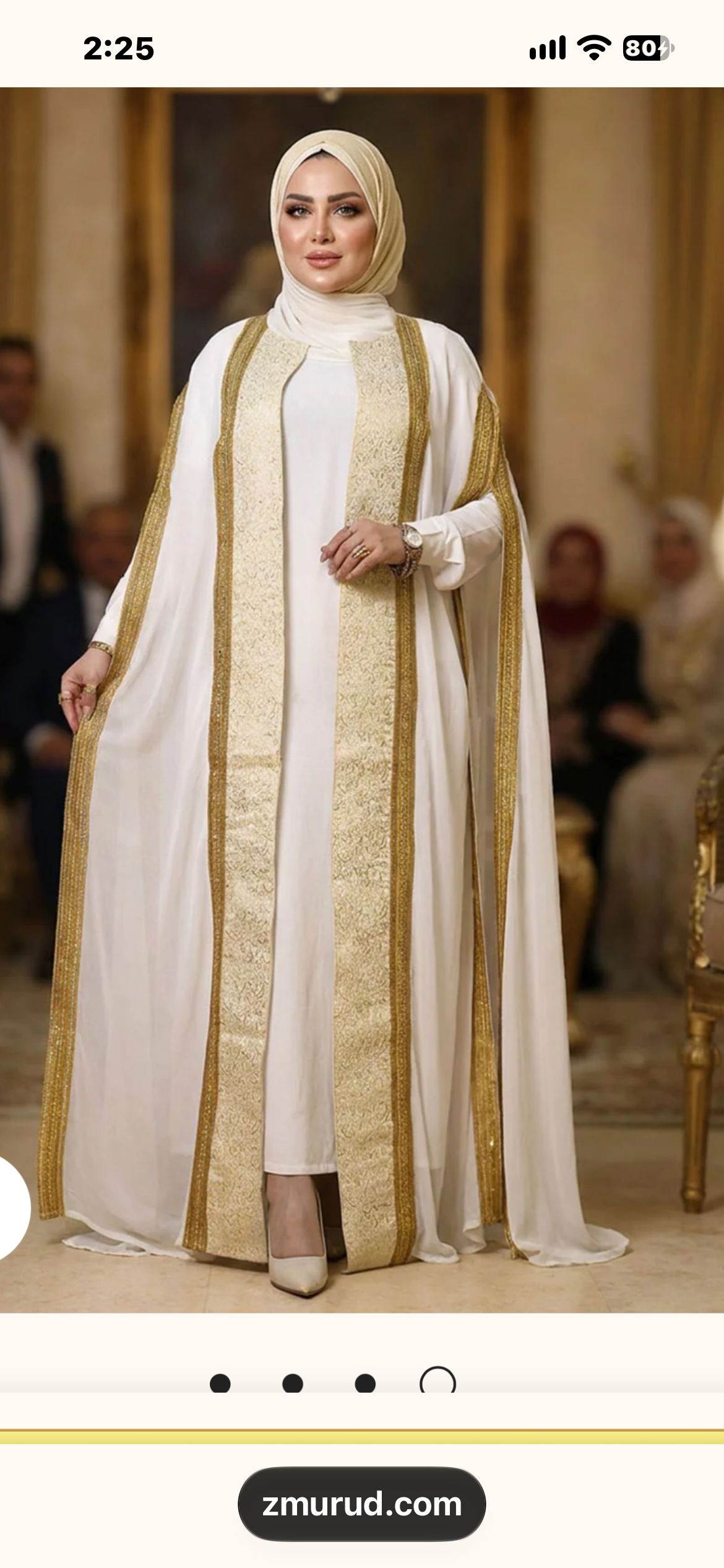 White Chiffon Arabic Calligraphy Kaftan