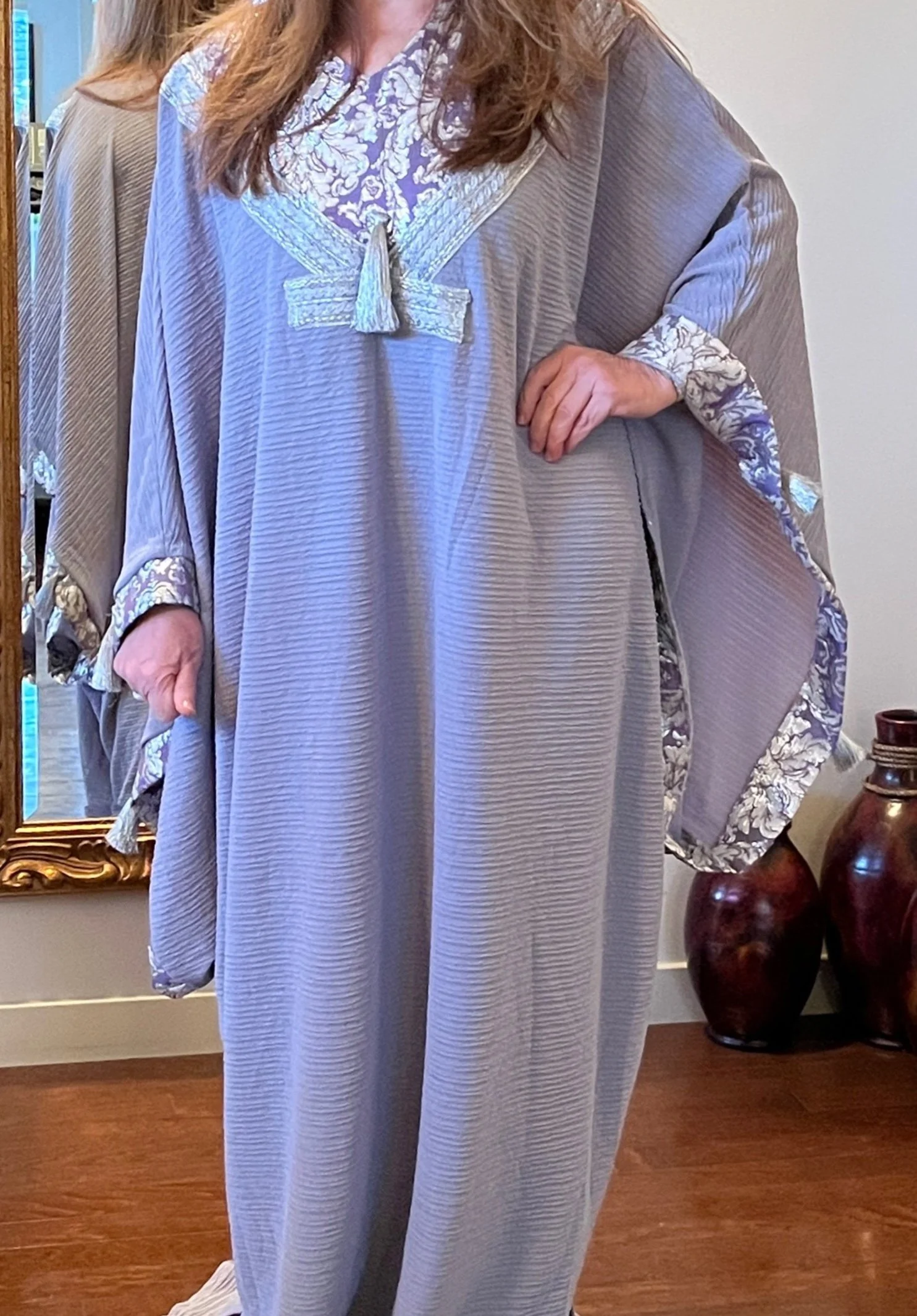 Periwinkle and Silver Long Kaftan