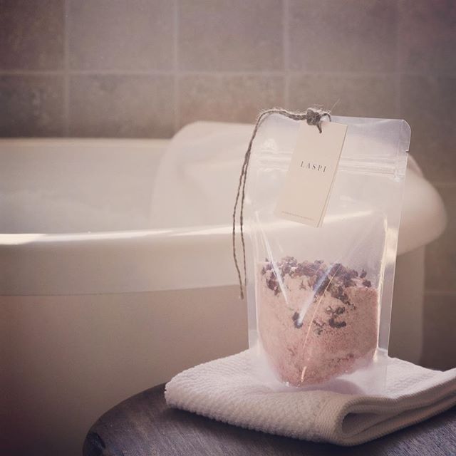 L A S P I  bath sherbert... olive oil rose scented beads with the addition of bath salts... love yourself and be kind to body tonight. Relax and soak those tired muscles and allow time for well being. Beautiful photography! Thankyou Riley Kruck!#beau