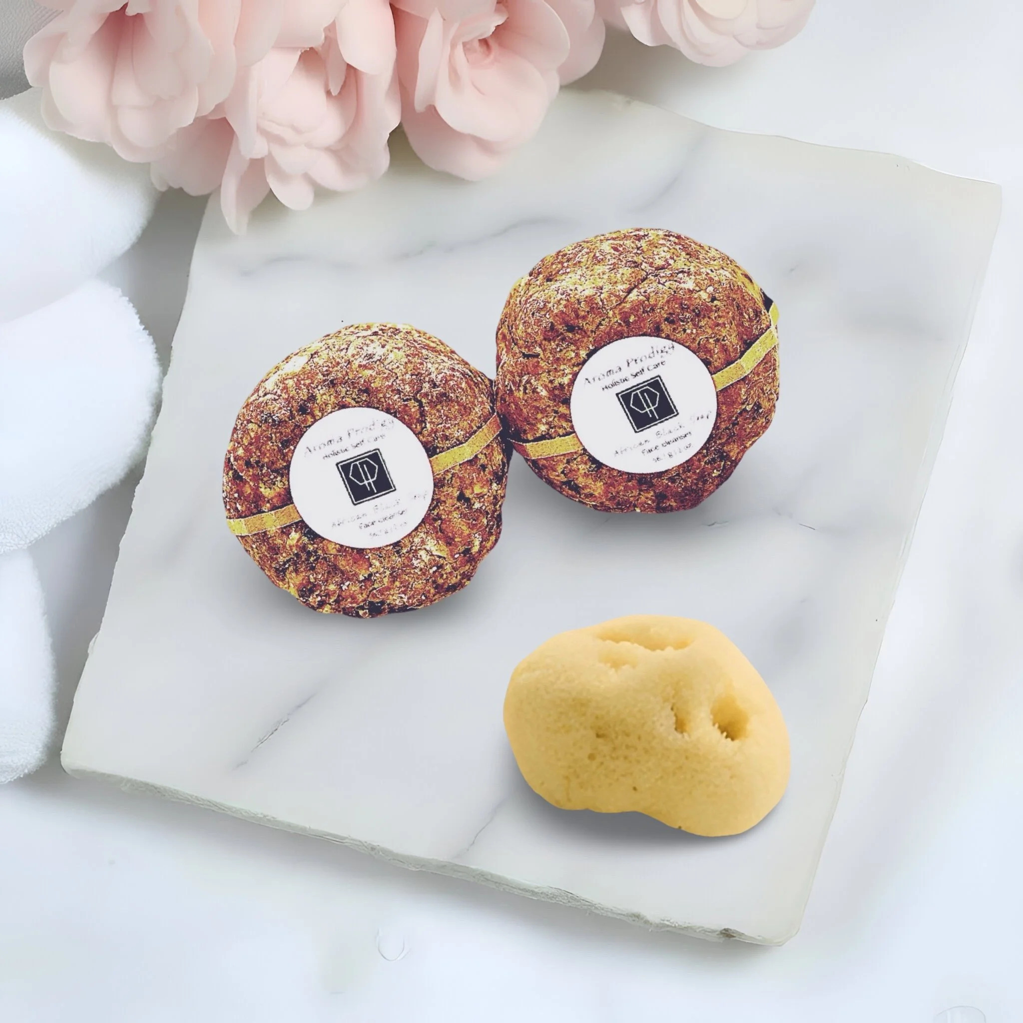 African Black Soap with Facial Sponge for Gentle Daily Cleansing