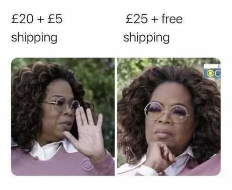 Two Oprah pictures -free shipping is interesting, paying for shipping is a no-no