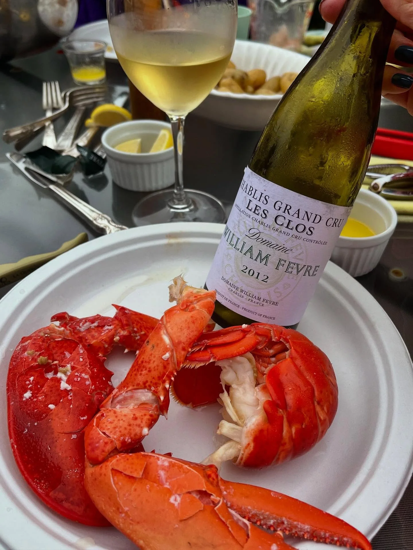 Birthday half bottle for the big guy! 
Never underestimate a Grand Cru Chablis and hot buttery lobster.