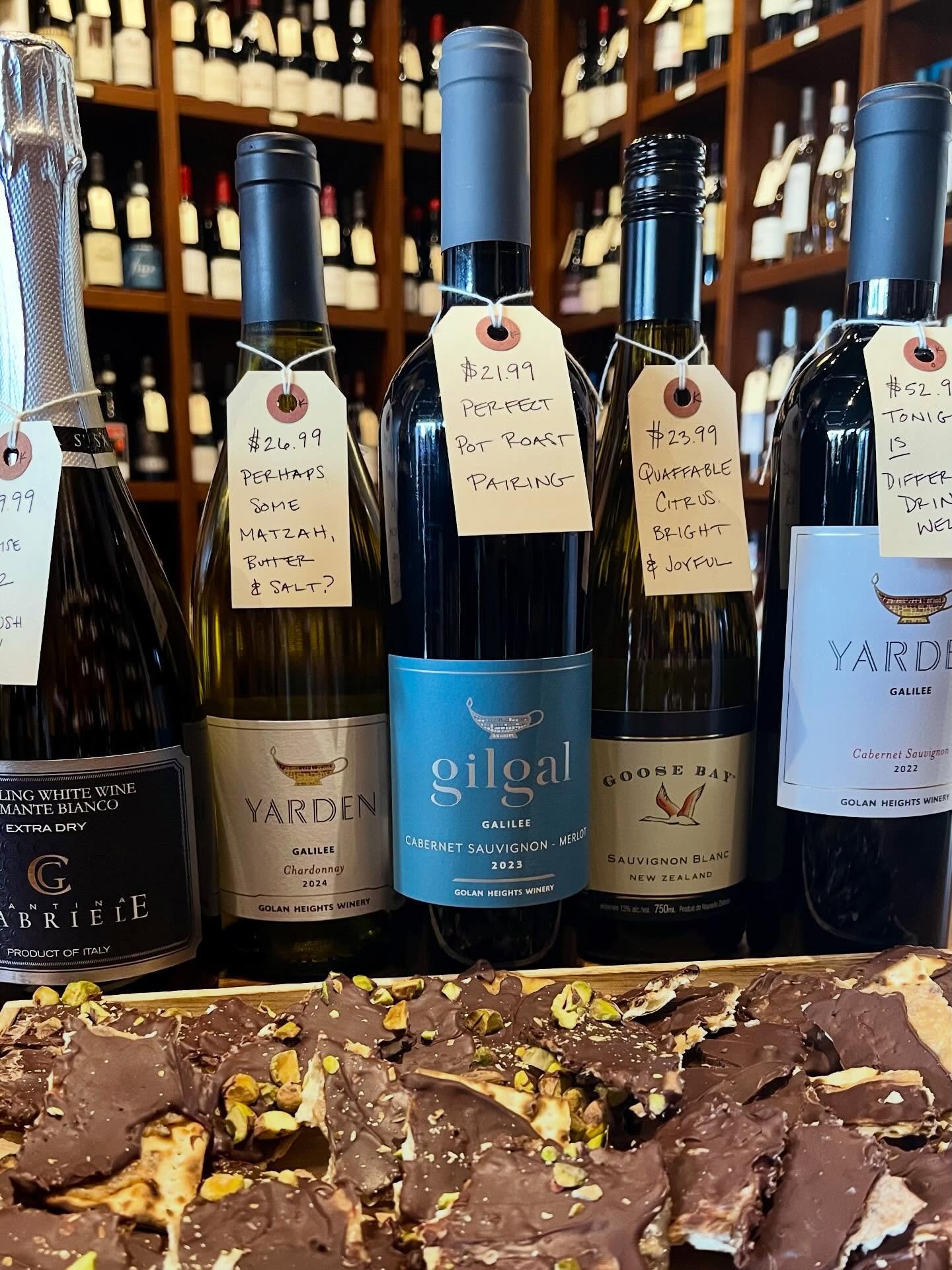 Matzah Crunch and Kosher Wines!  We promise they are delicious. Join us TODAY 3-6pm. 

@recanatiwinery 
@yardenwinesisrael 
@spencerhillestate 
@lafilleduboucher