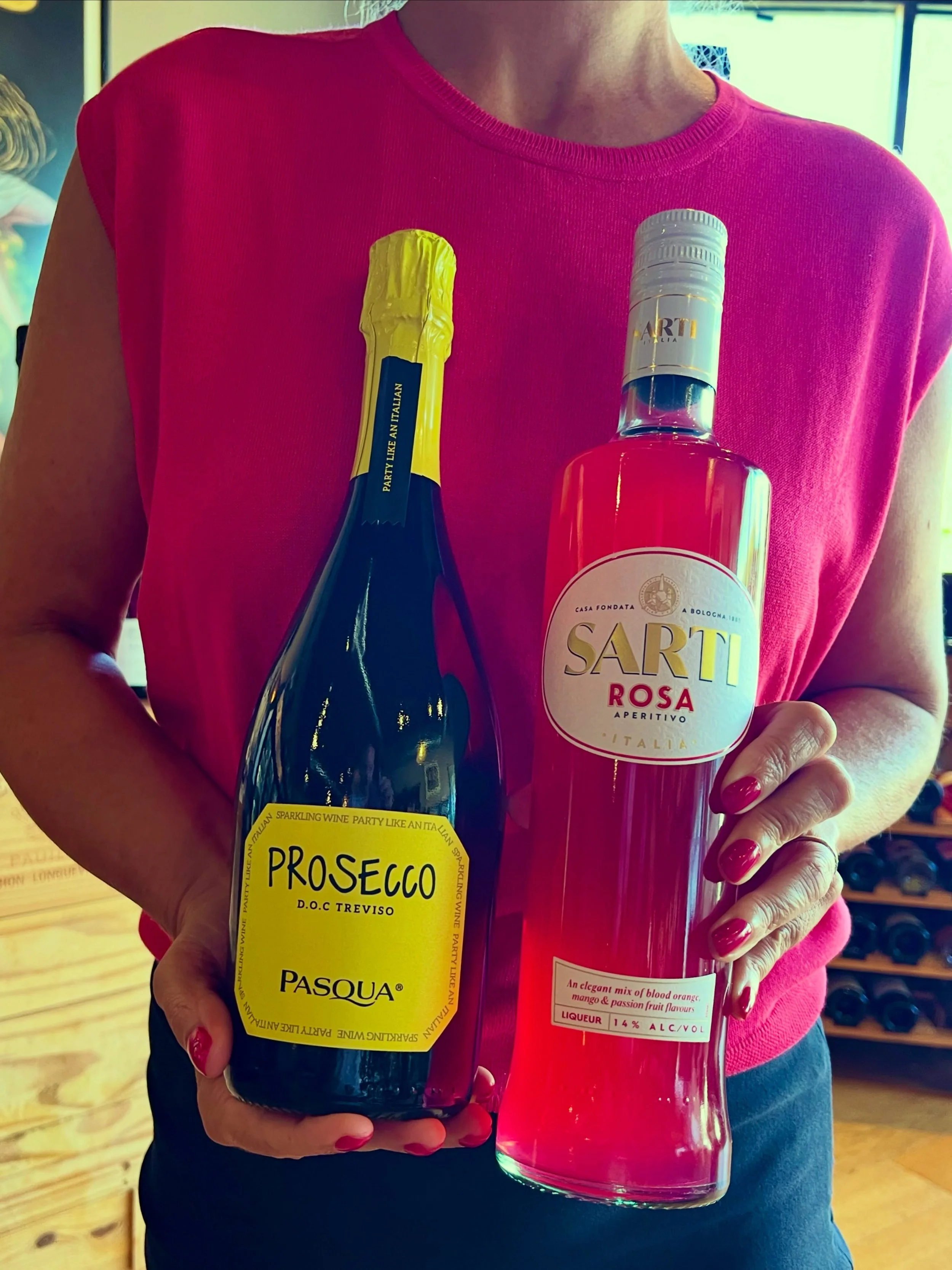 A little Sarti Spritz for this 80 degree day!  Taste what the hype is about. 3-6pm. 
Also sampling our favorite new recipe - Passionfruit Margarita!