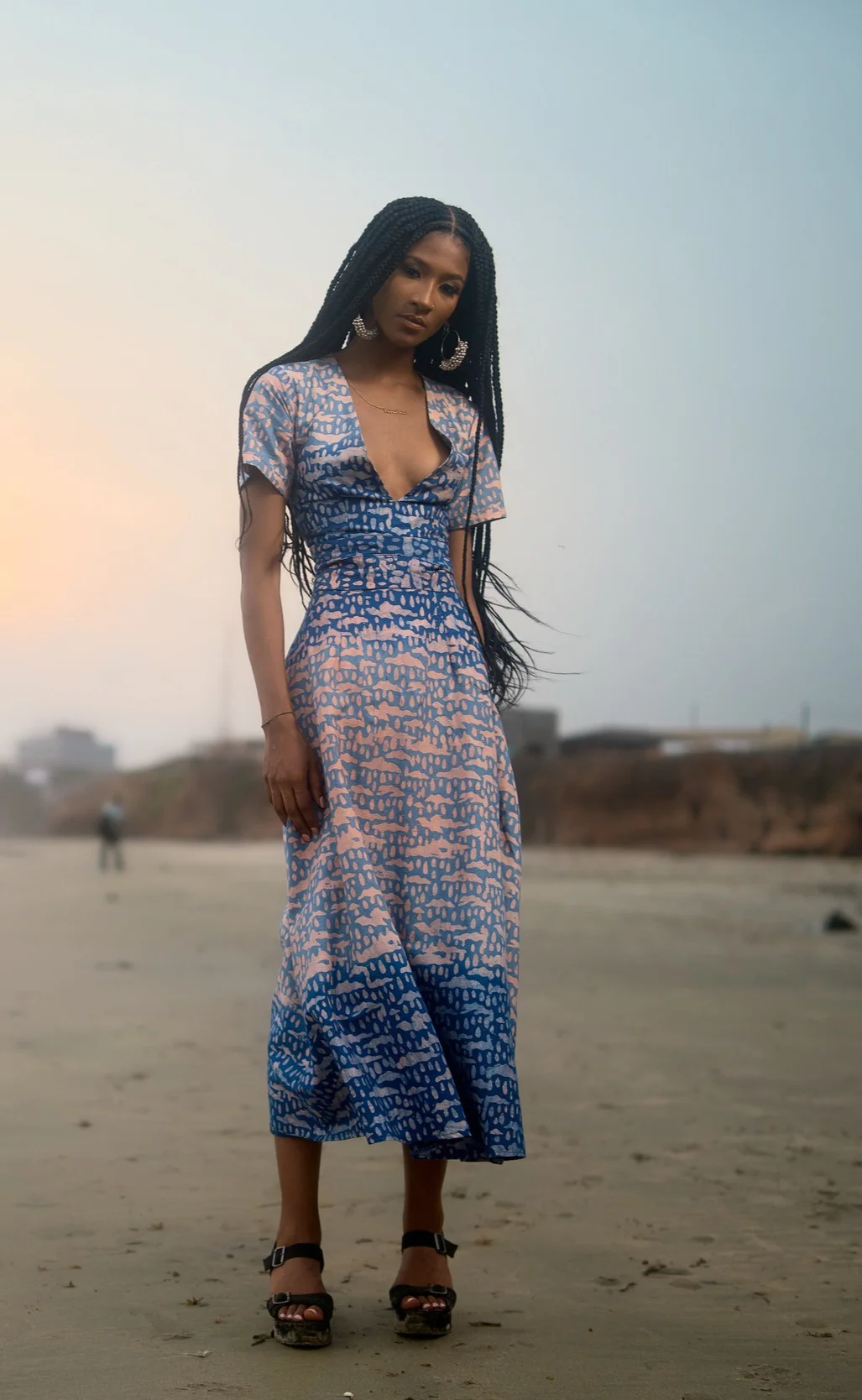 afforadable black-owned fashion brands in Europe - Sika batik deep v dress