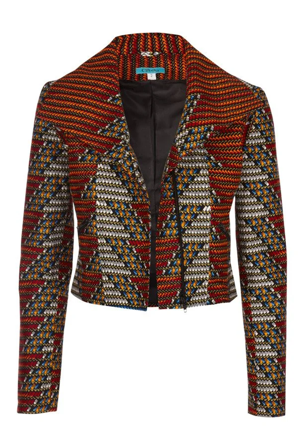 Fitted Biker Jacket (kente print), view 2 of 2