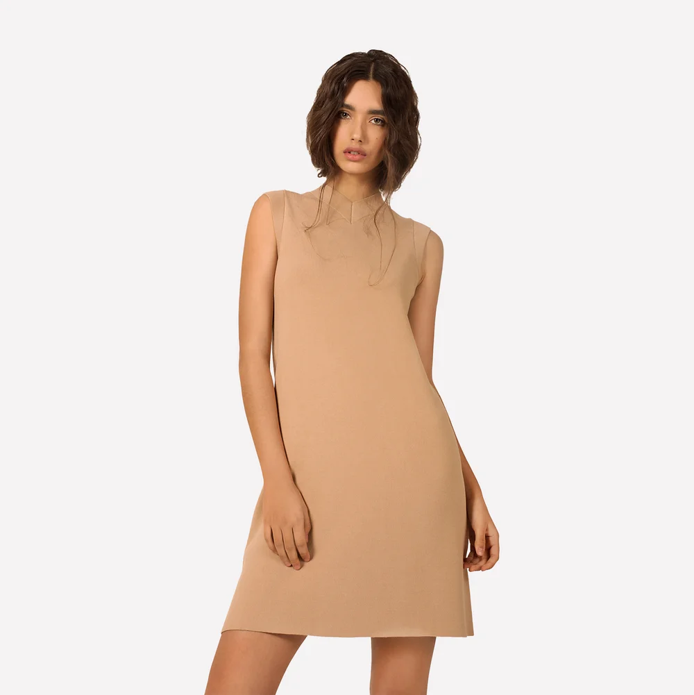 basic beige dress Ribbed Basic Dress-Beige – Hijab Boutique main image 1