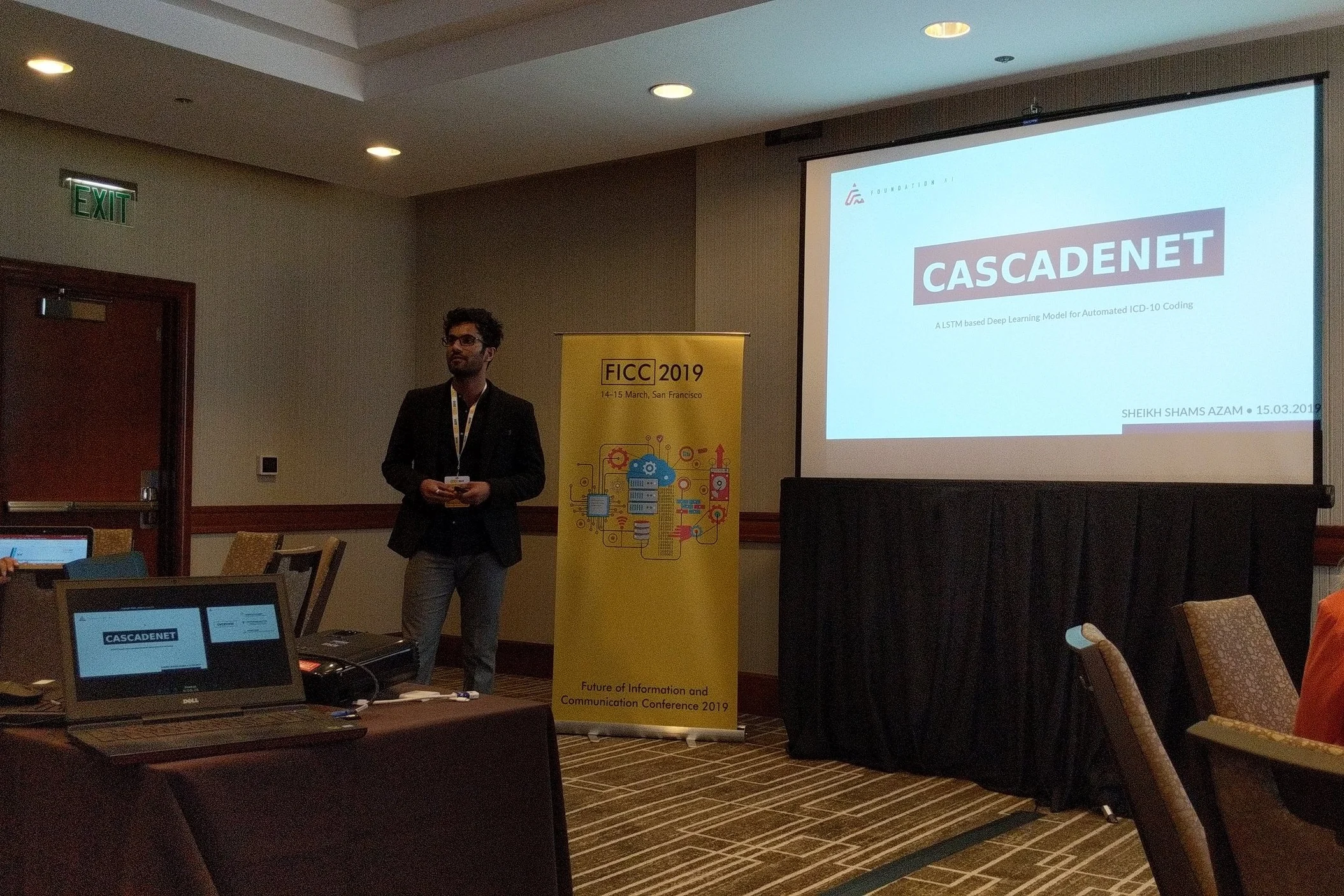 Foundation AI Research Scientist Sheikh Shams Azam presents his paper at FICC 2019.