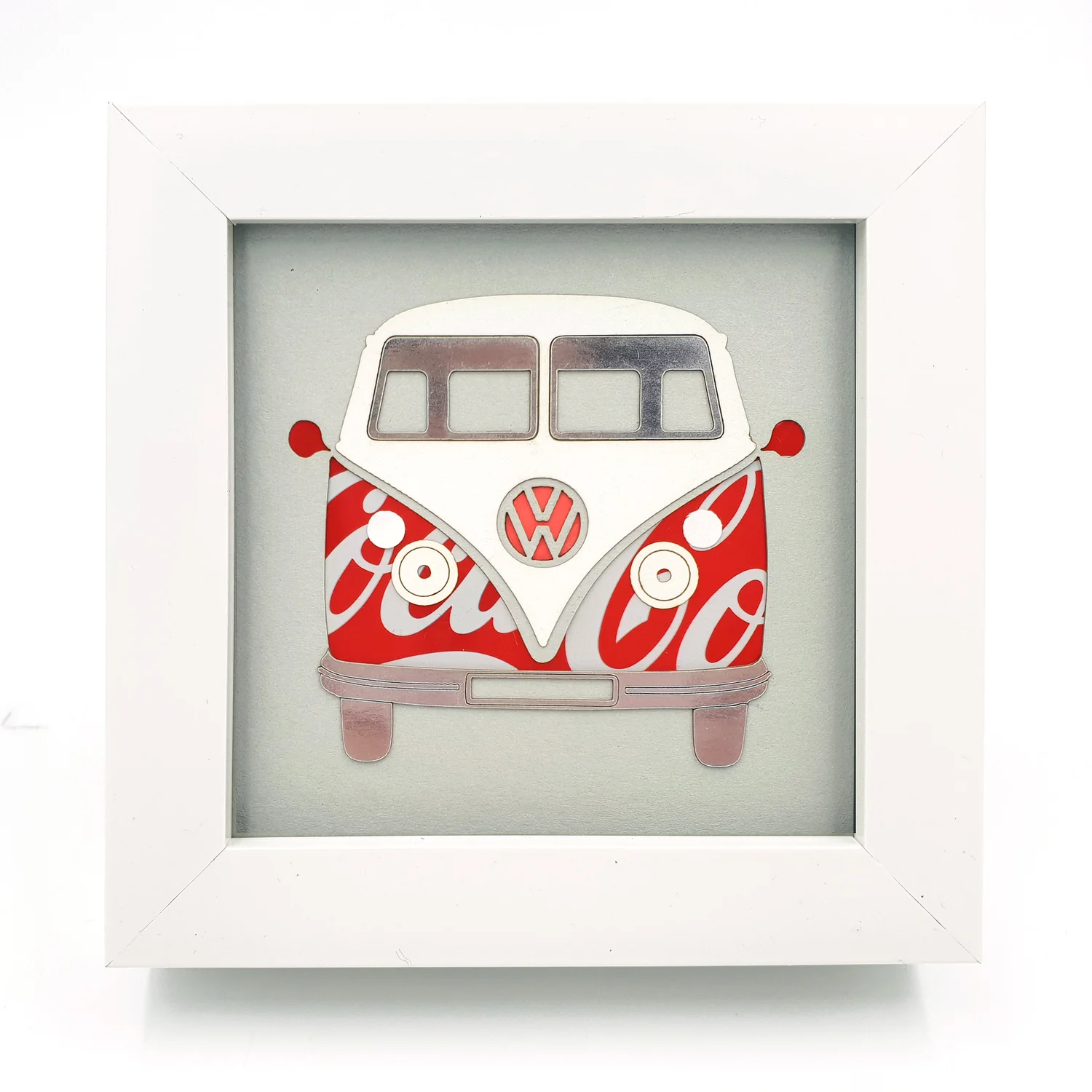 Coca Cola retro VW camper framed design — Sarah Turner Eco Art Design