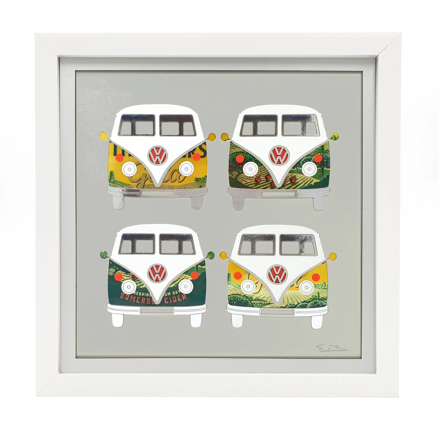 VW Thatchers retro camper van art work — Sarah Turner Eco Art Design
