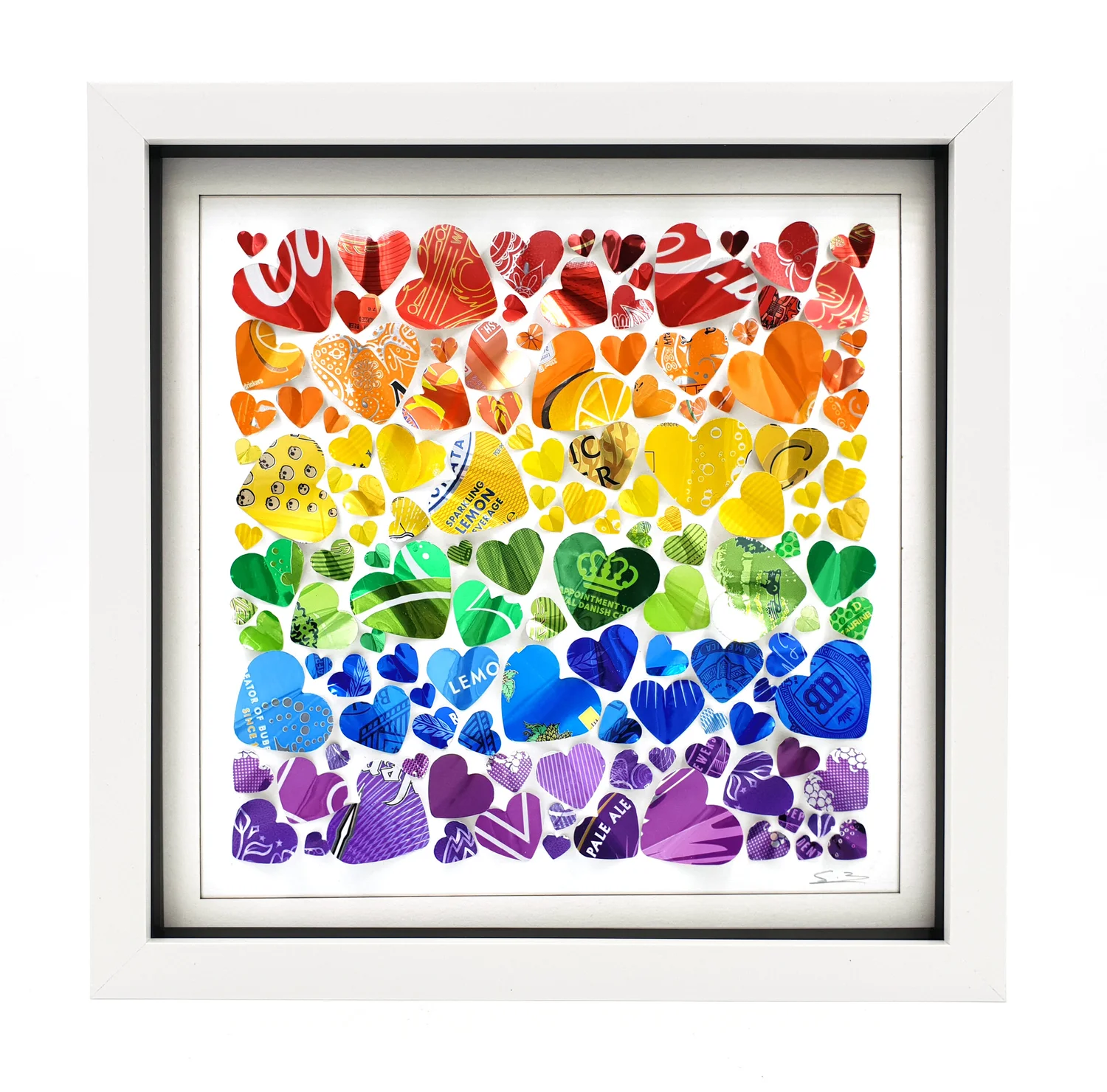 Rainbow Love Recycled Framed Artwork Sarah Turner Eco Art Design
