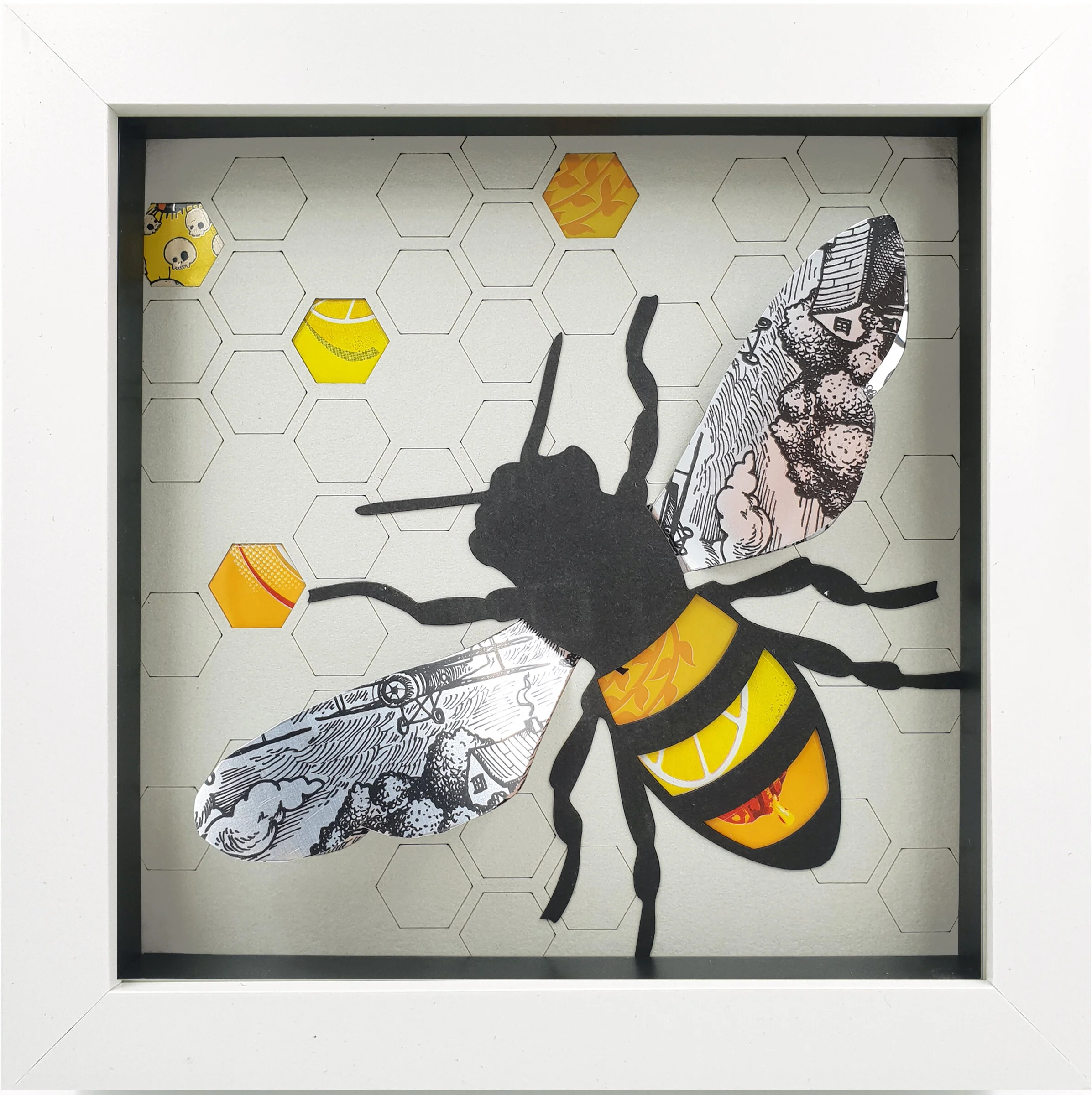 Black and yellow sustainable bee design 