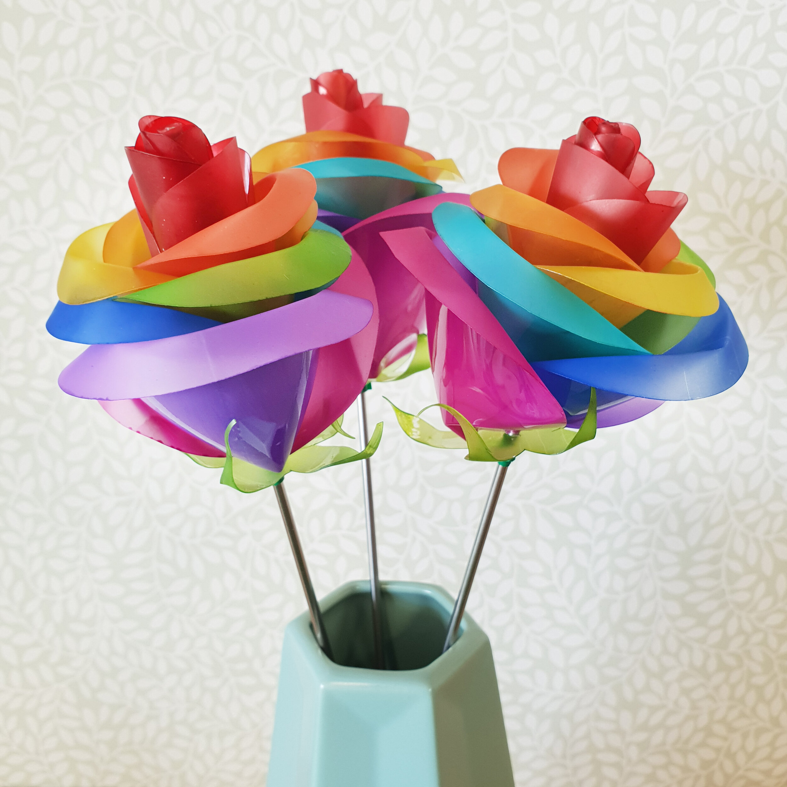 Rainbow Roses upcycled bottle eco friendly vibrant mothers day gift 