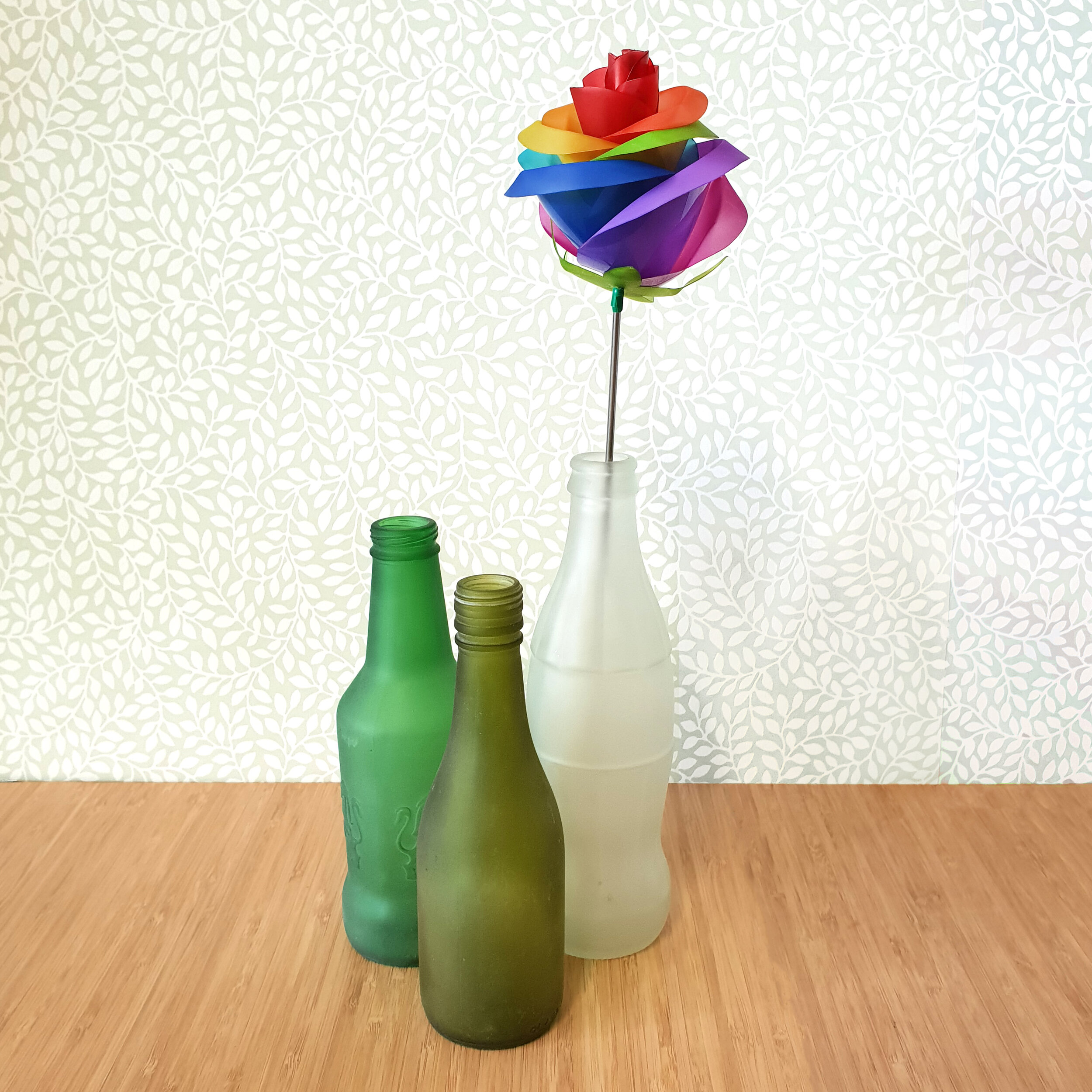 Rainbow Roses upcycled bottle eco friendly vibrant mothers day gift 