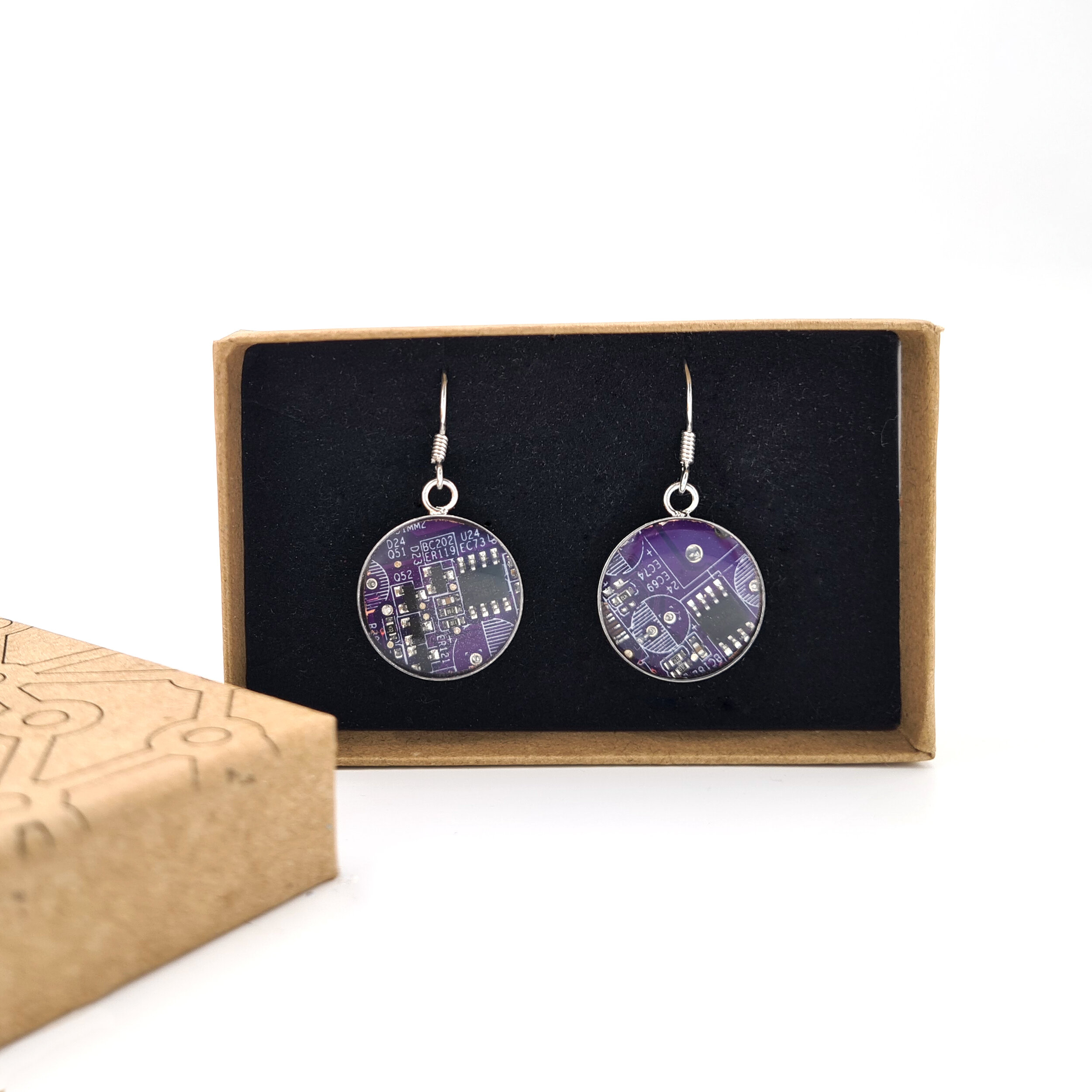 Purple resin coated earrings 