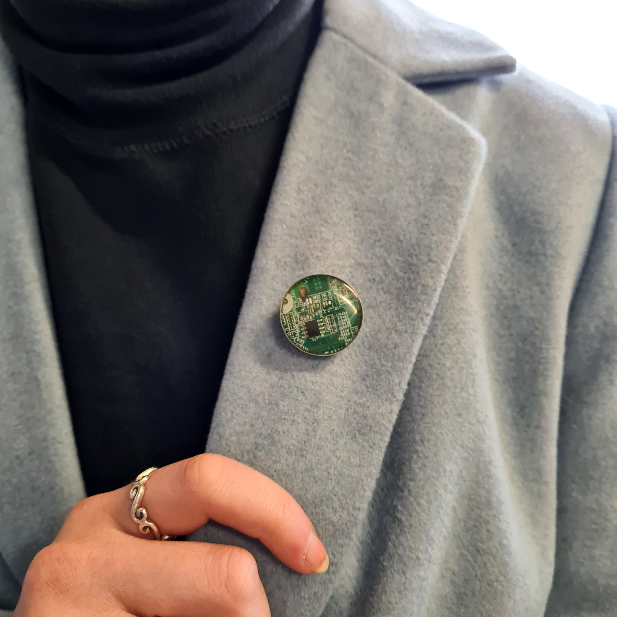 Green Circuit Board Brooch 