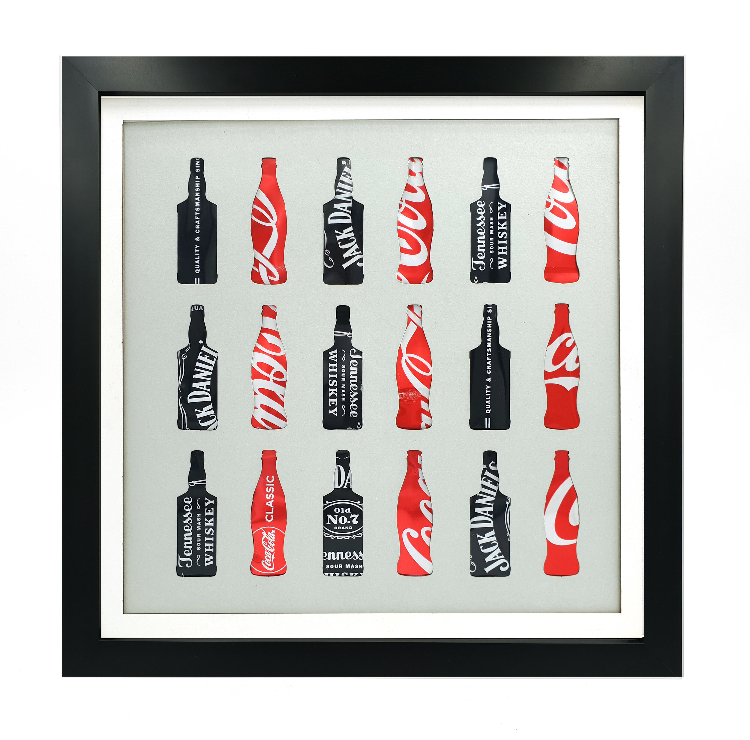 Jack Daniels &amp; Coke black and red Silhouette can art black frame