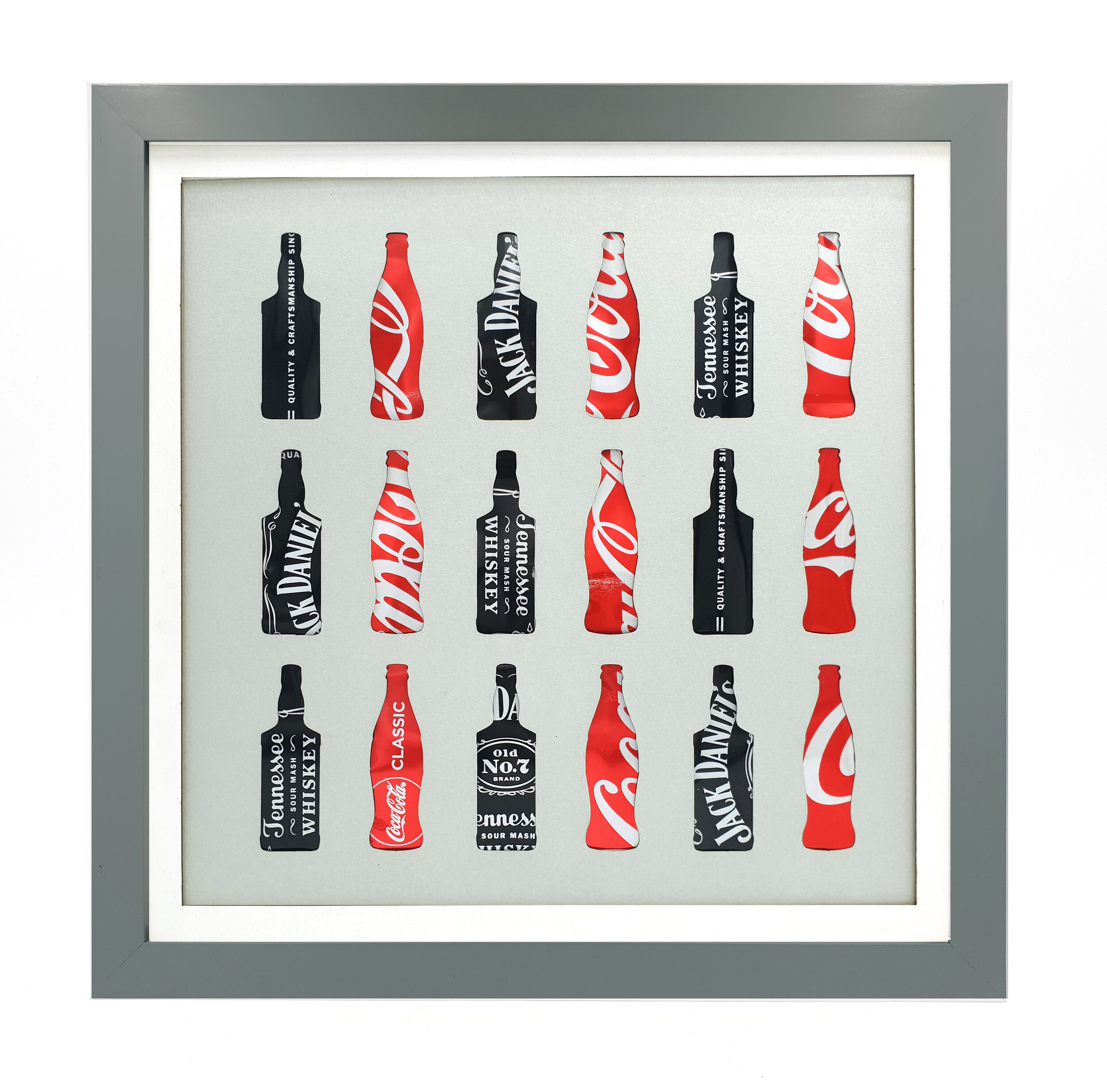 Jack Daniels &amp; Coke black and red Silhouette can art grey frame