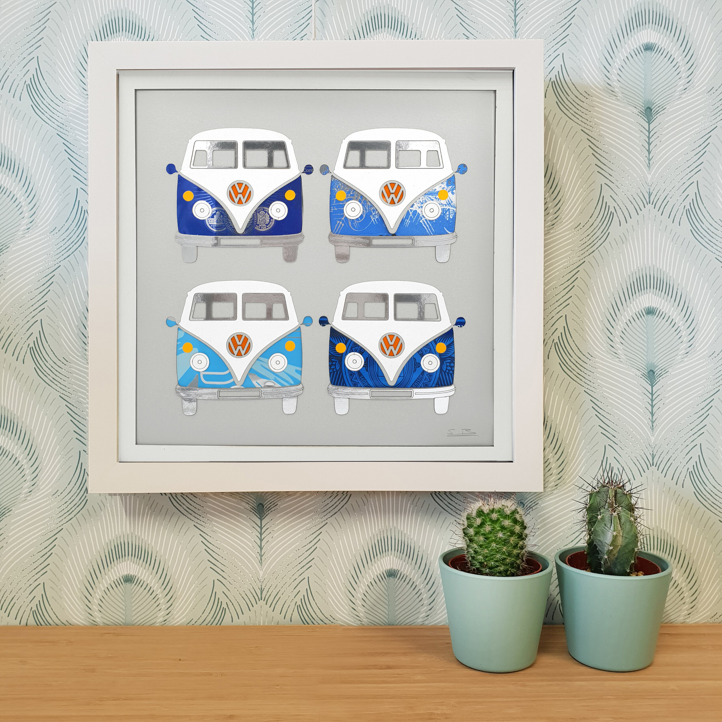 Blue VW Campers sustainable wall decoration 