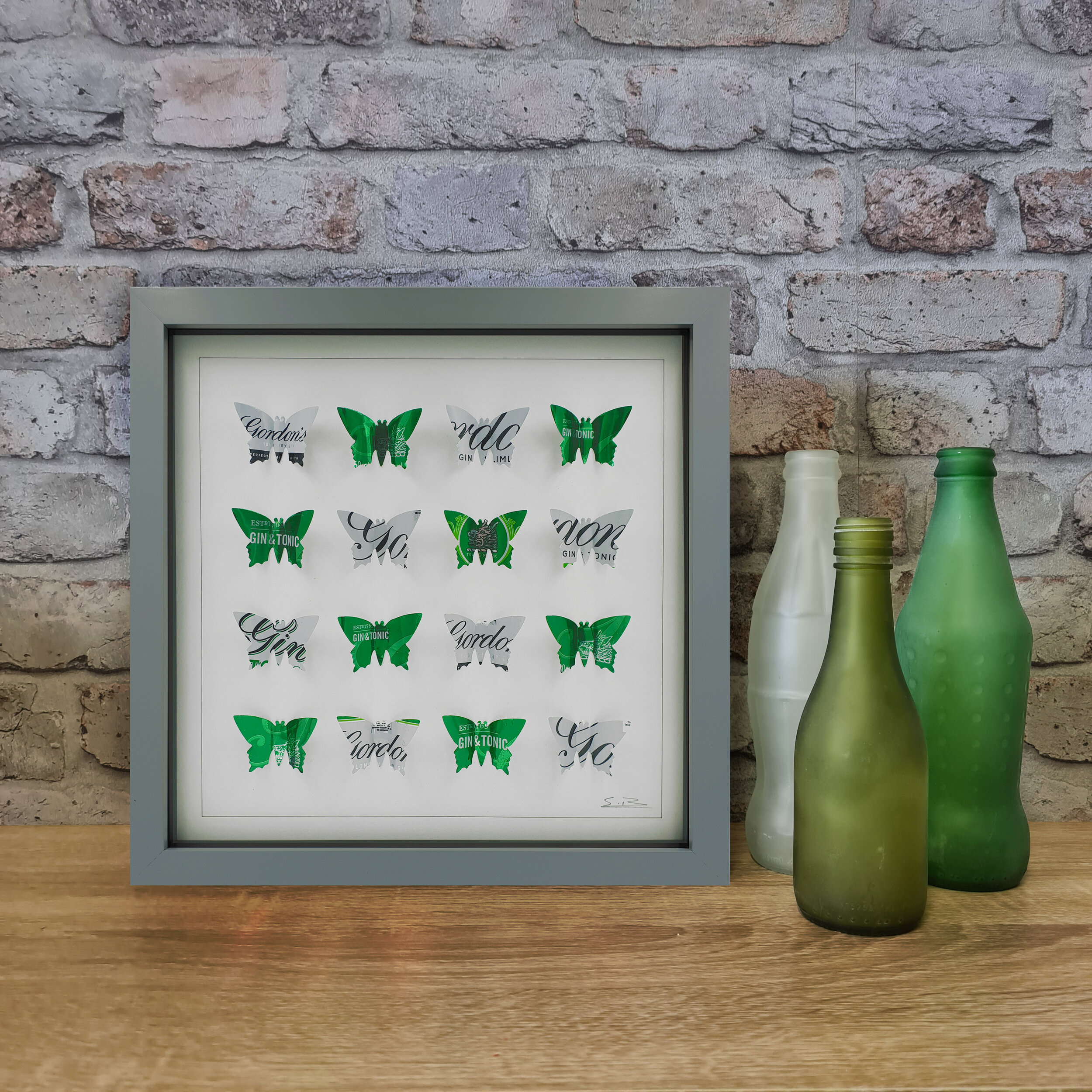  Gin and Tonic green and white 4x4 butterfly pattern 