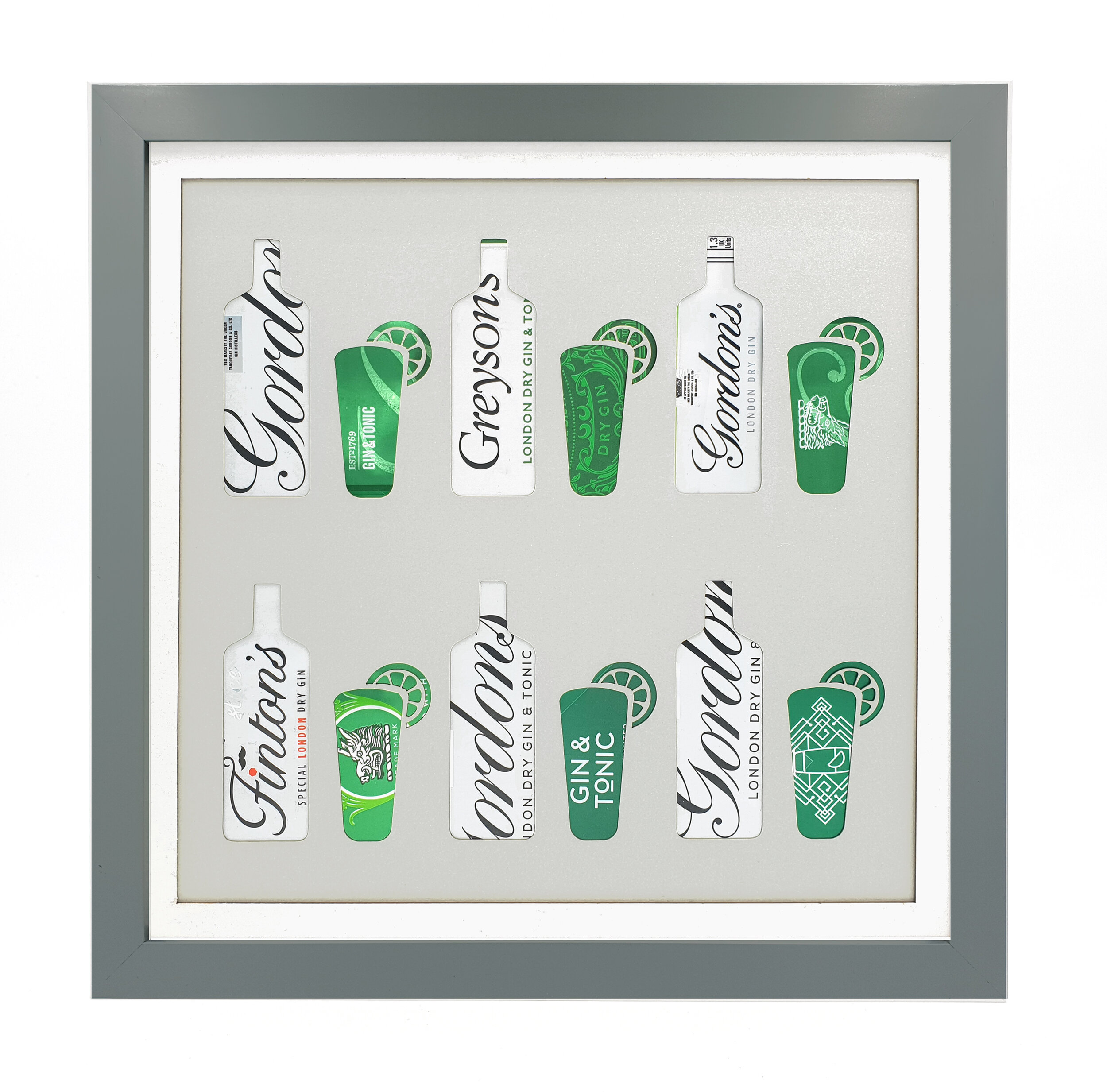 Gin &amp; Tonic Silhouette green and white beverage design grey frame 