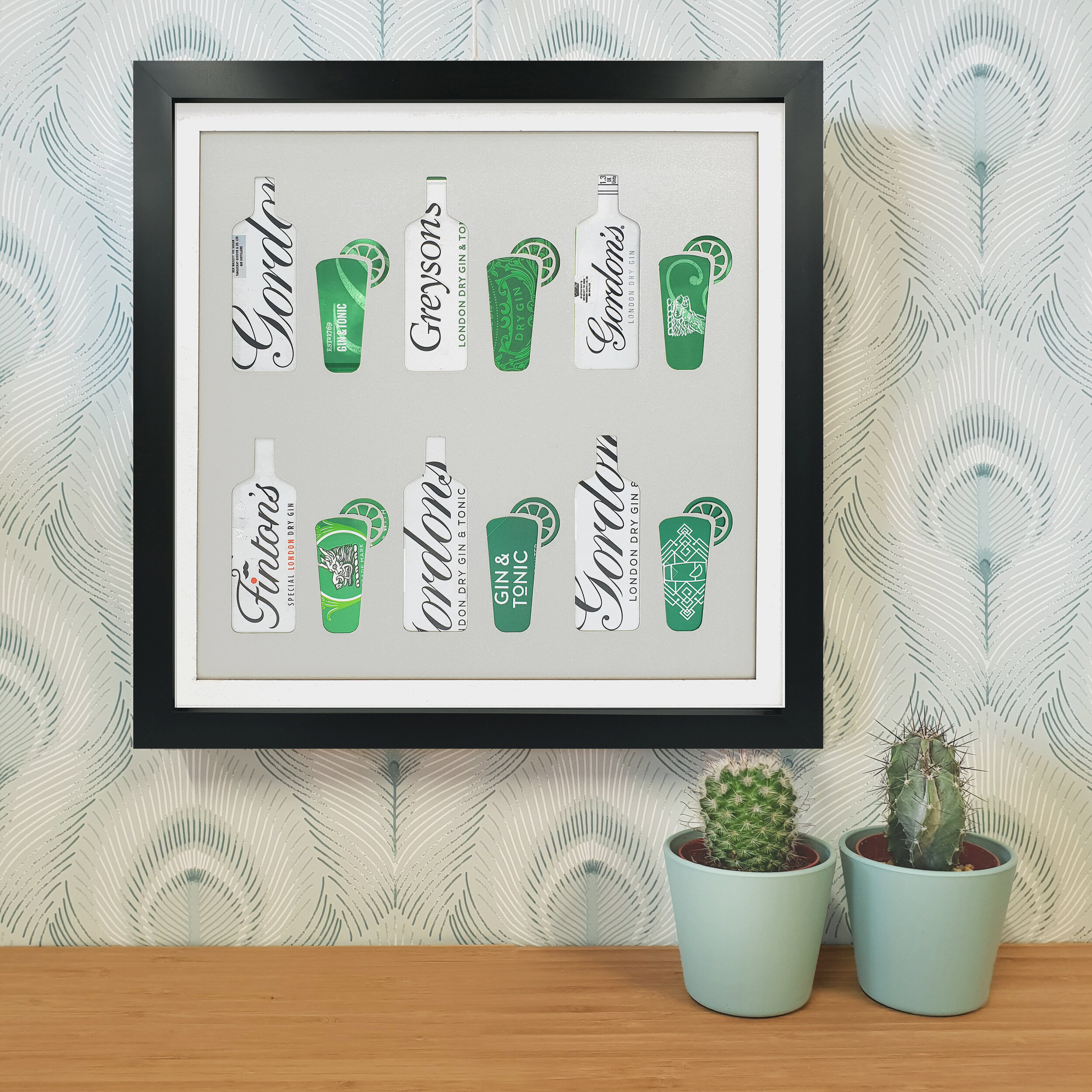 Gin &amp; Tonic Silhouette green and white beverage design 