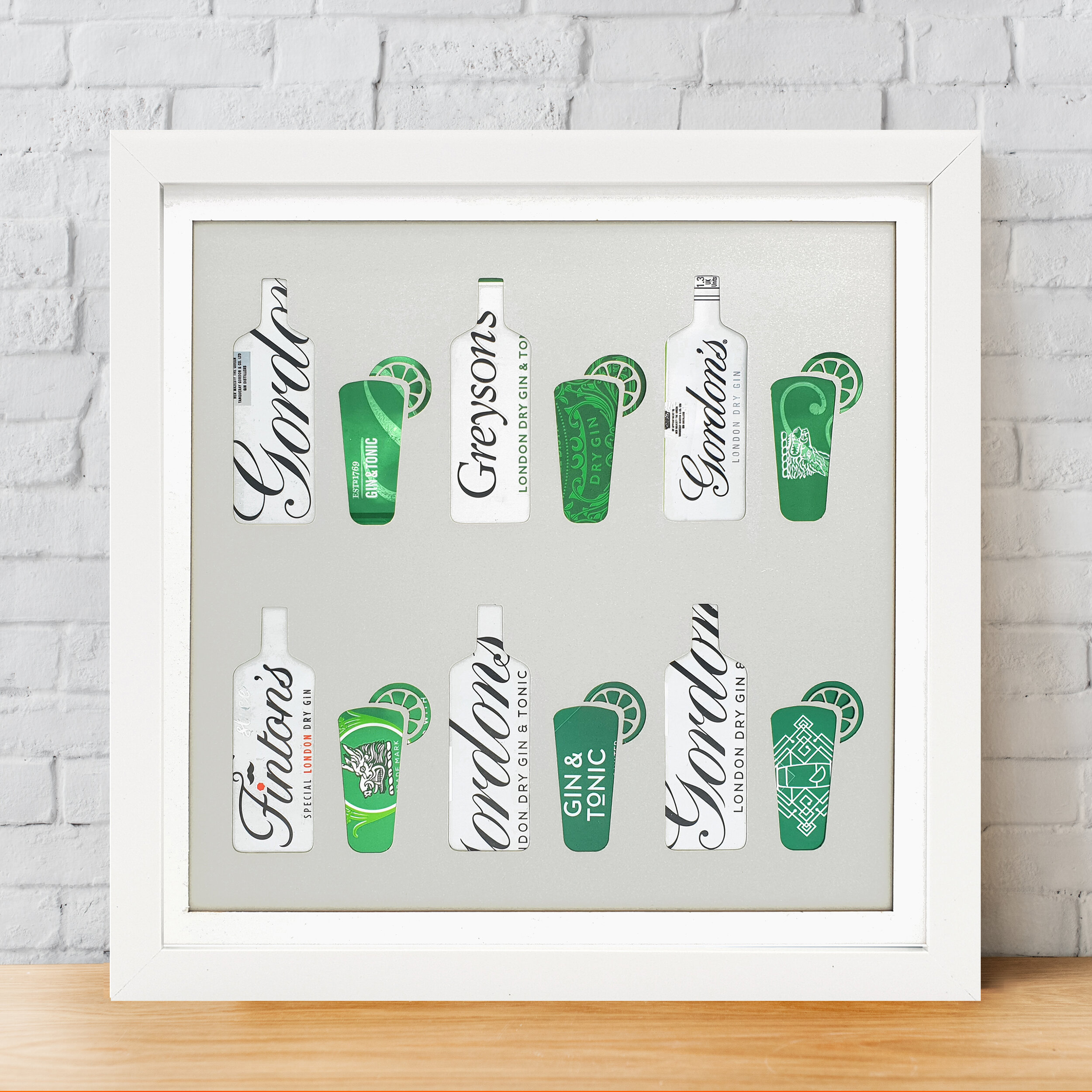 Gin &amp; Tonic Silhouette green and white beverage design white frame 