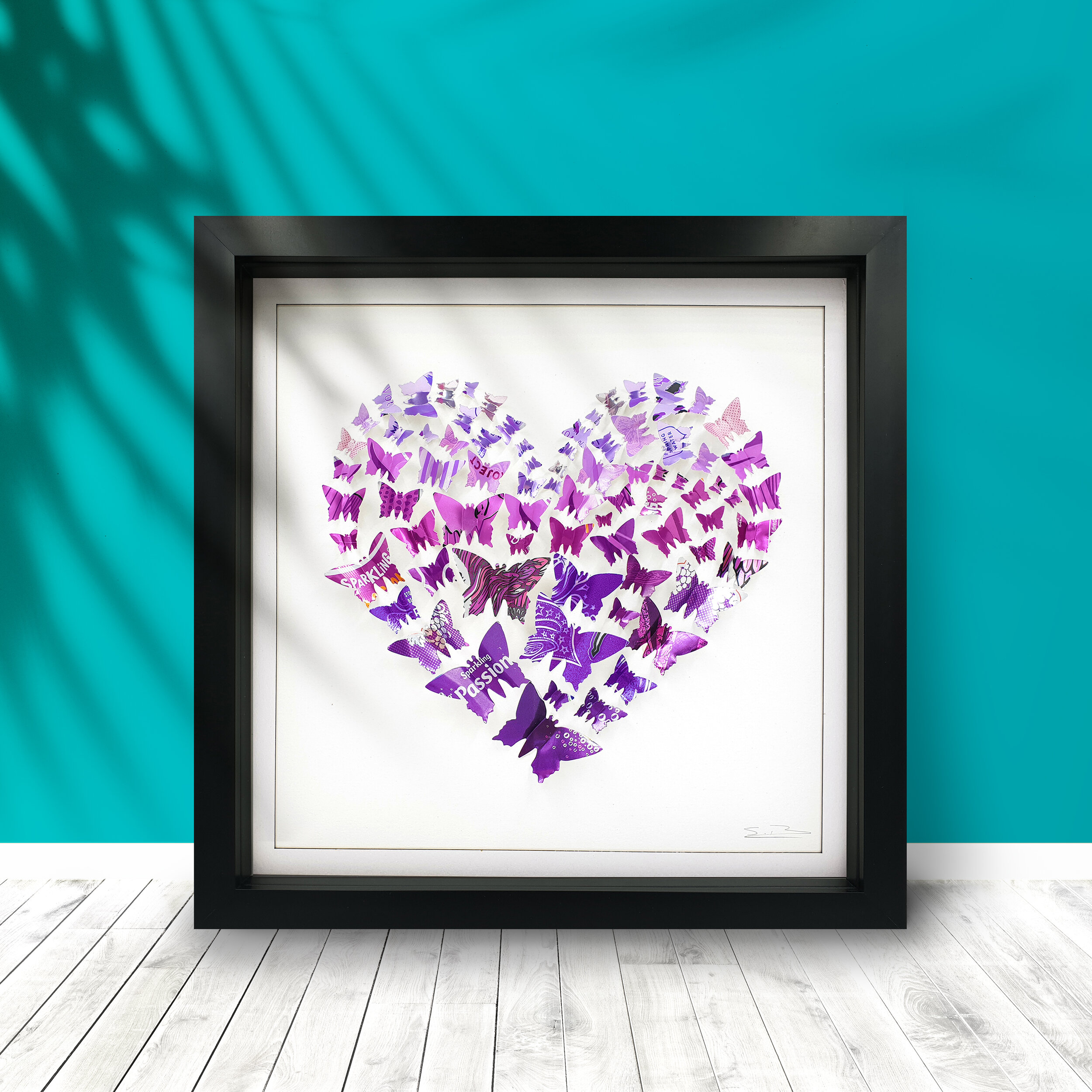 Purple Butterfly Heart Medium can eco art 