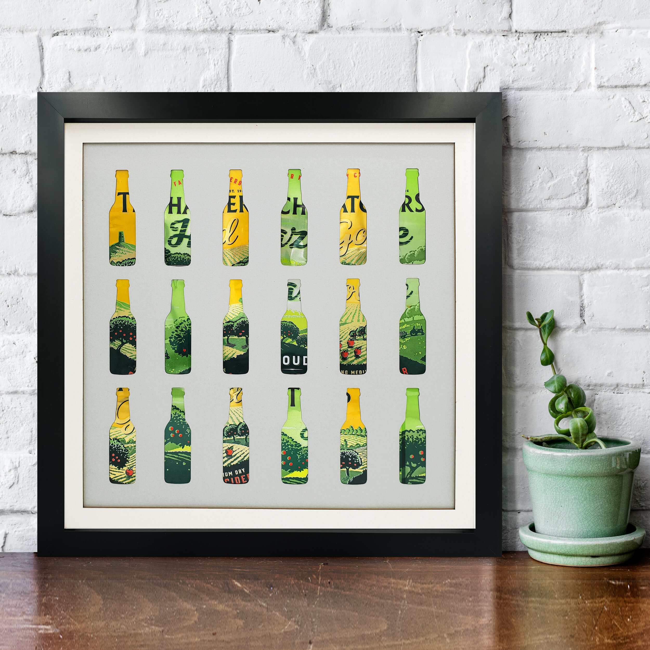 Thatchers Silhouette green and yellow upcycled can wall art 