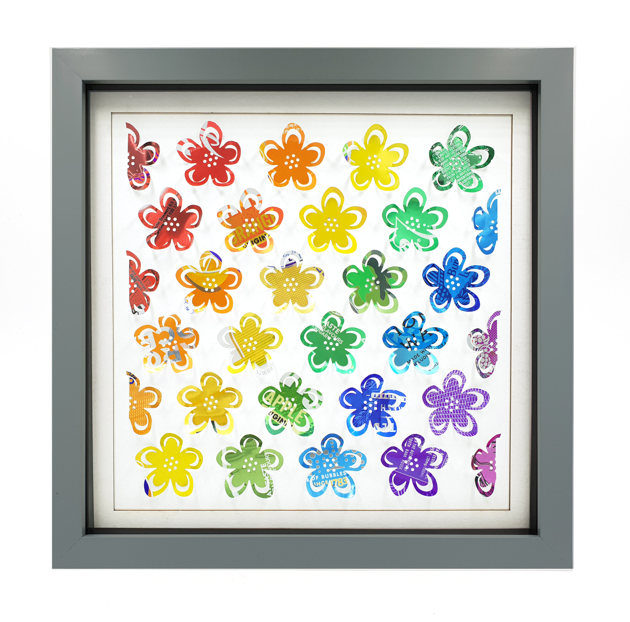 Rainbow Flowers LGBT can eco art grey frame 