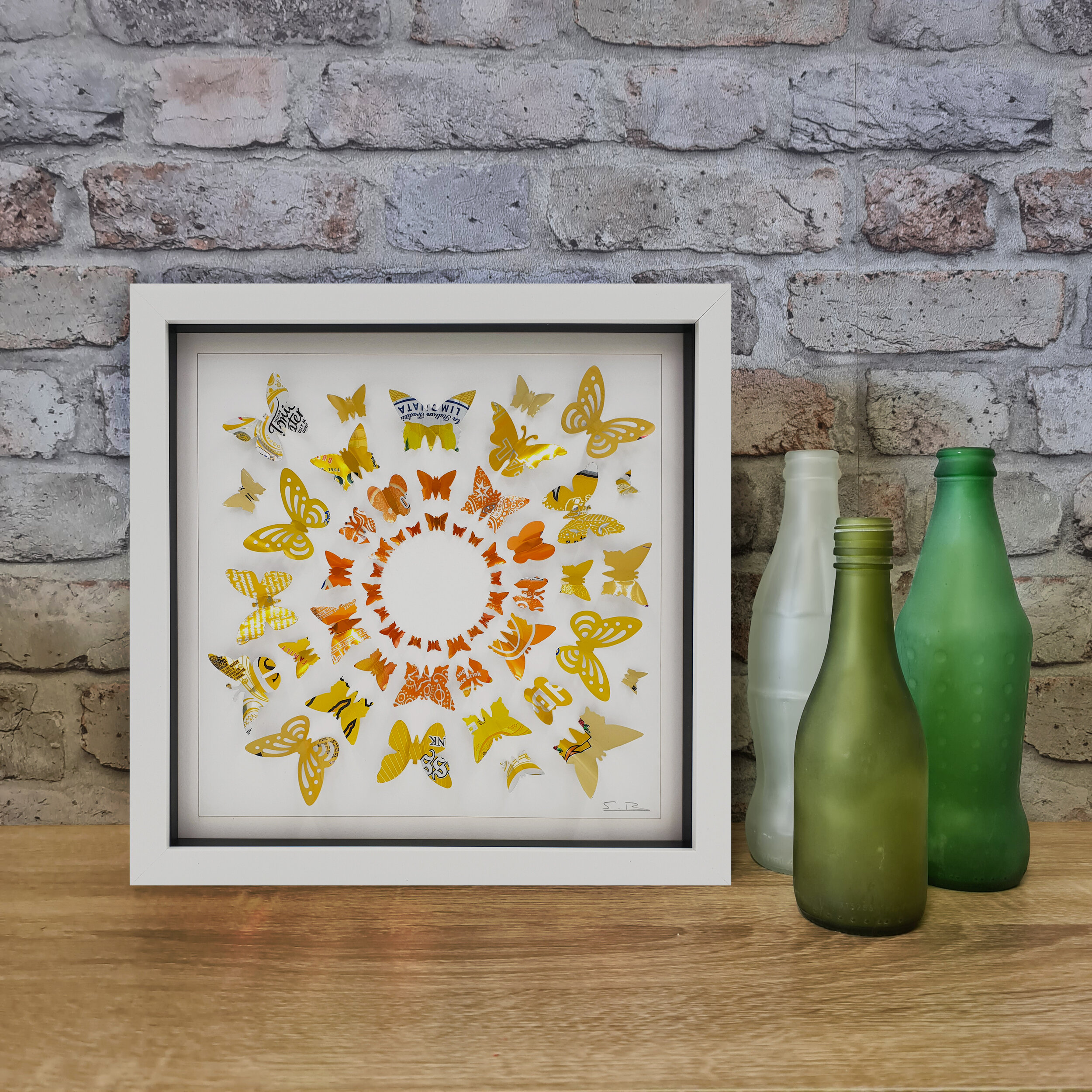 Orange/Yellow Butterfly Circles 3D eco art 