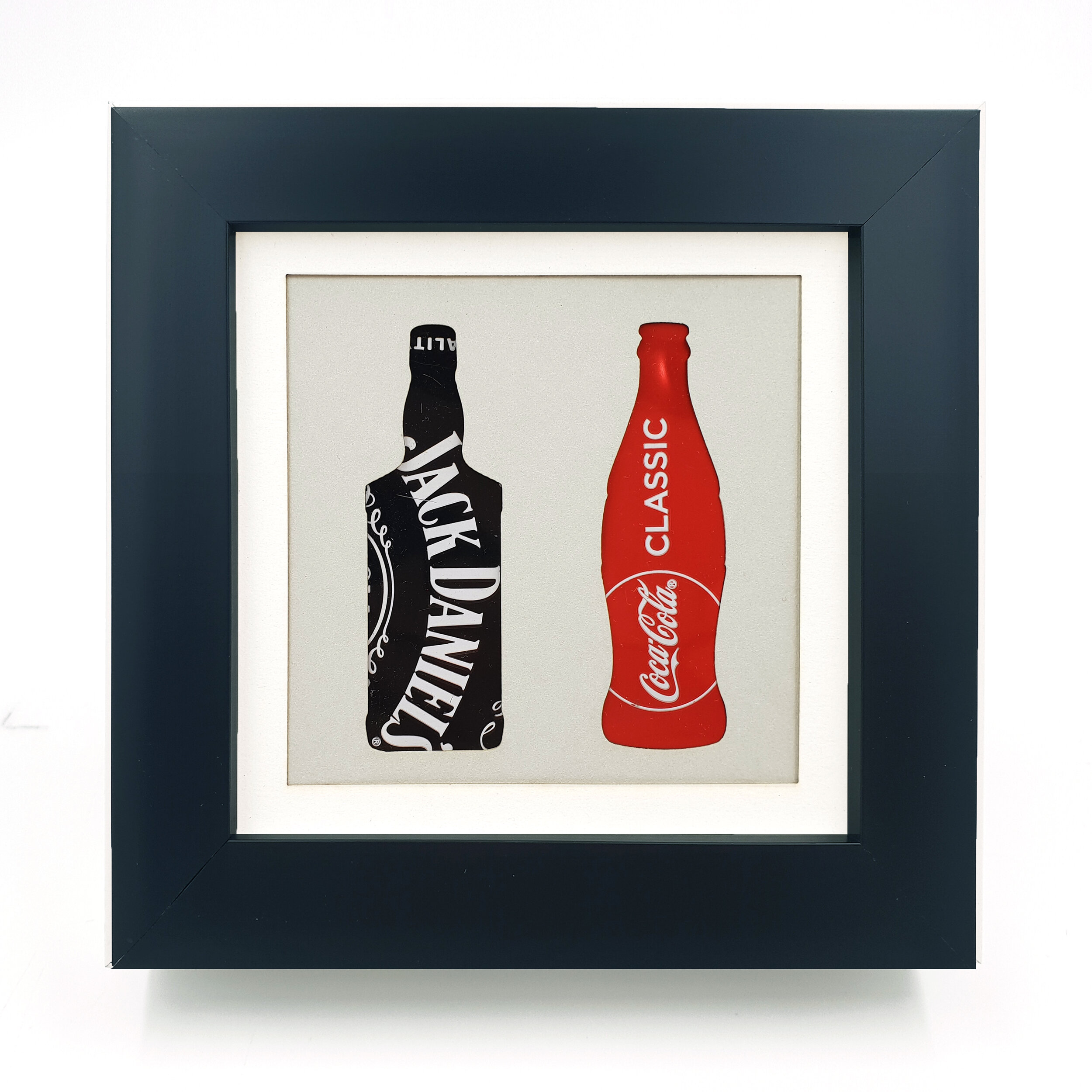 Jack Daniels and Coca-Cola red and black contemporary eco art black frame