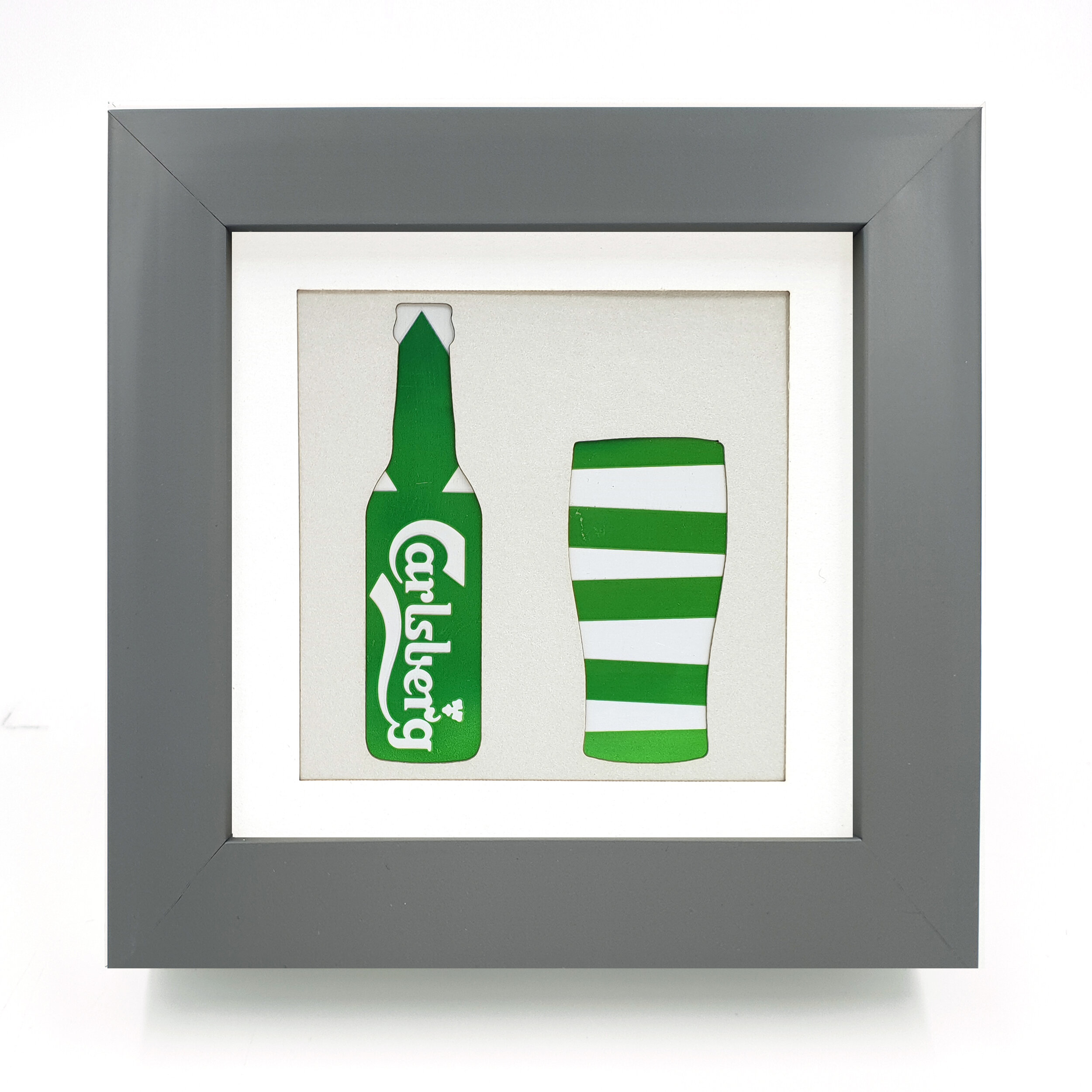 Green and white contemporary beverage eco art design grey frame